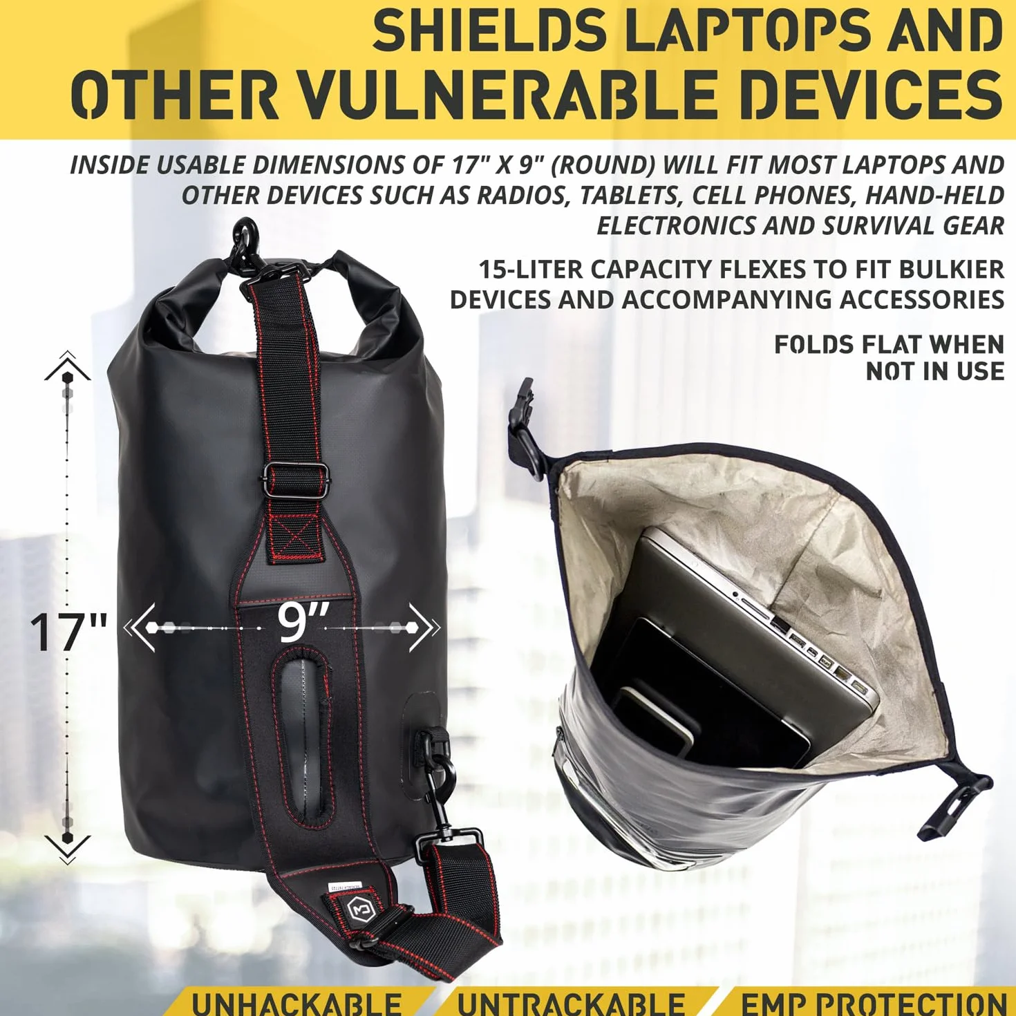 Mission Darkness Dry Shield Faraday Tote Bag 15L wodoszczelna torba ochronna blokująca sygnał