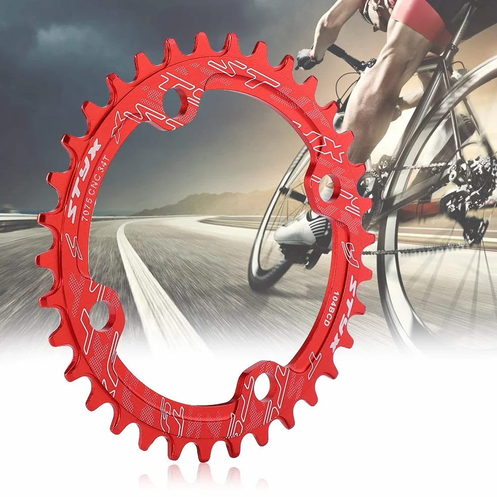 Tbest łańcuch rowerowy 104 BCD BMX MTB korba łańcuch pierścień naprawczy czarny czerwony