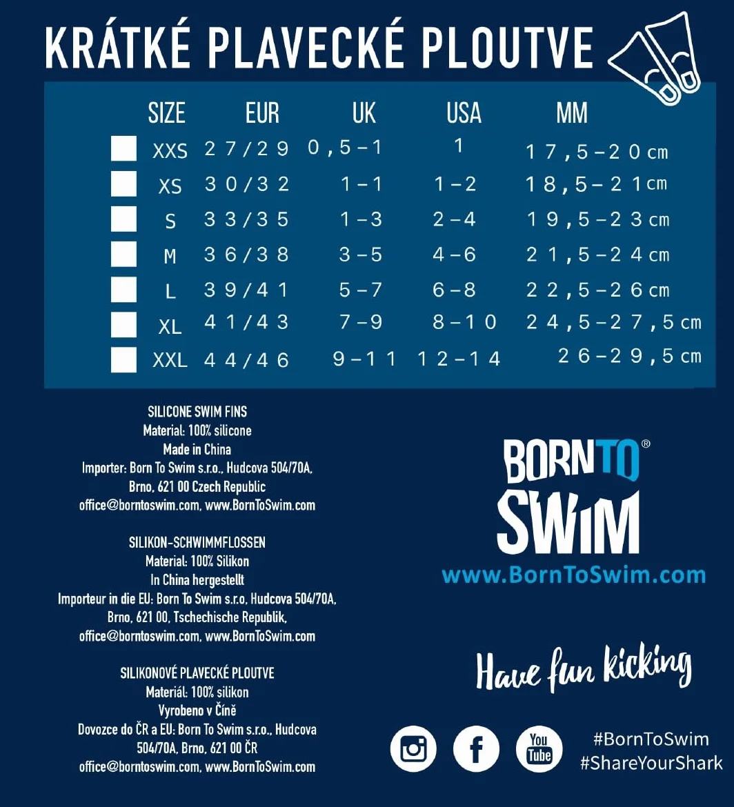 BornToSwim Krótkie płetwy treningowe z silikonu