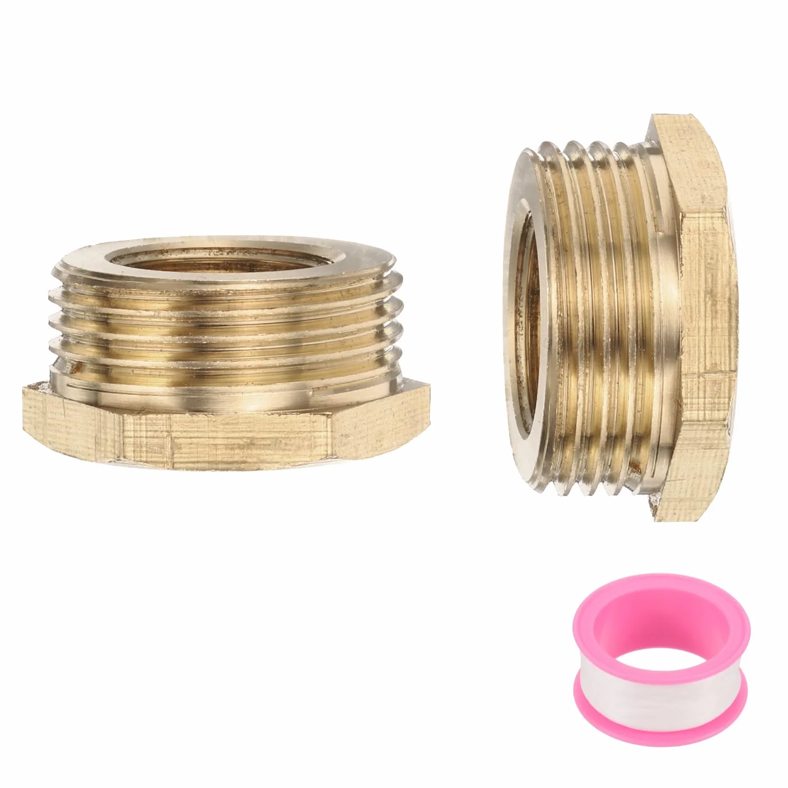 QUARKZMAN 2 sztuki sześciokątny mosiężny łącznik redukcyjny G3/4" męski x G3/8" żeński z paskiem PTFE do instalacji hydraulicznych, przewodów paliwowych i systemów pneumatycznych