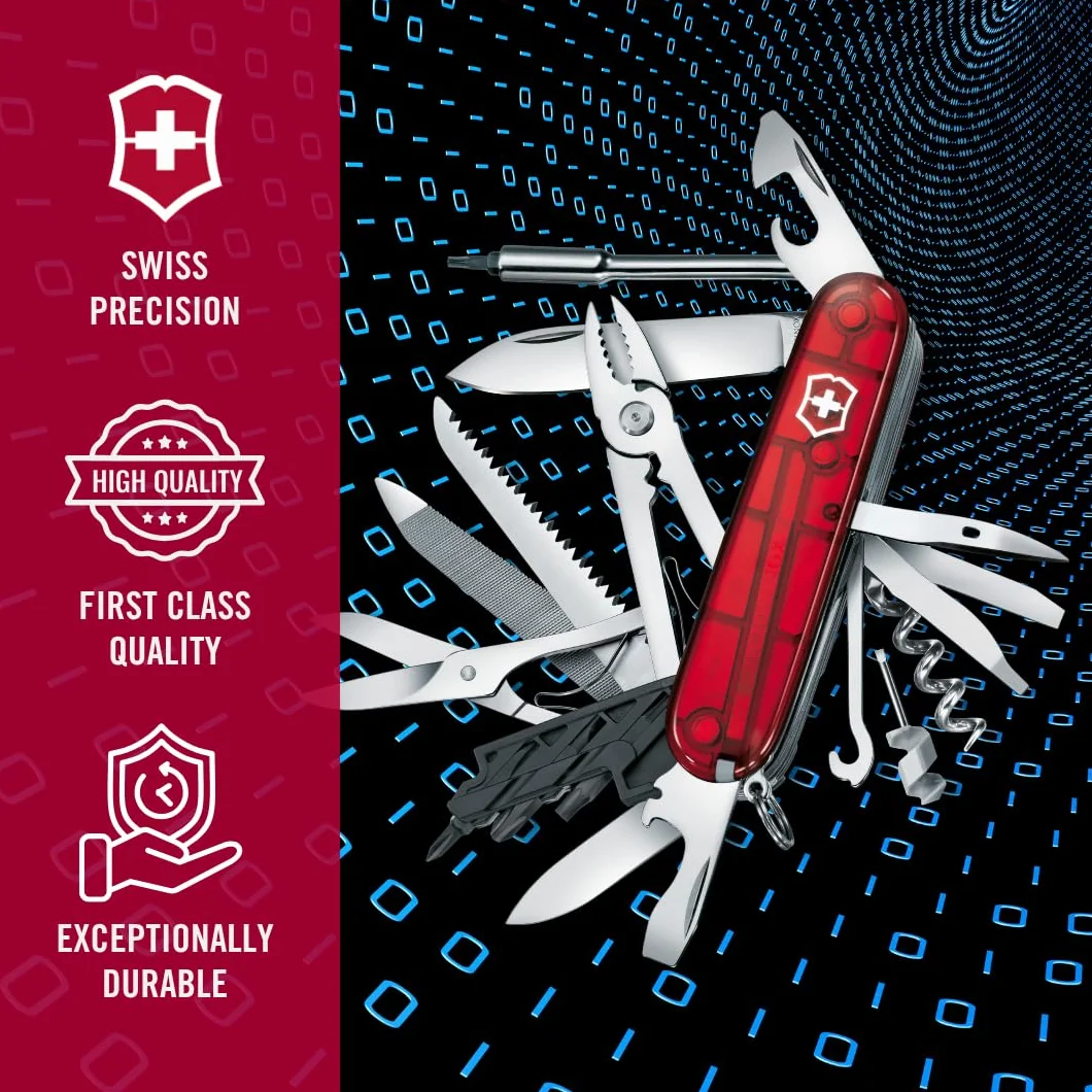 Victorinox nóż kieszonkowy Cyber Tool L (39 funkcji, pilnik metalowy, klucz do bitów, długopis, szczypce), czerwony