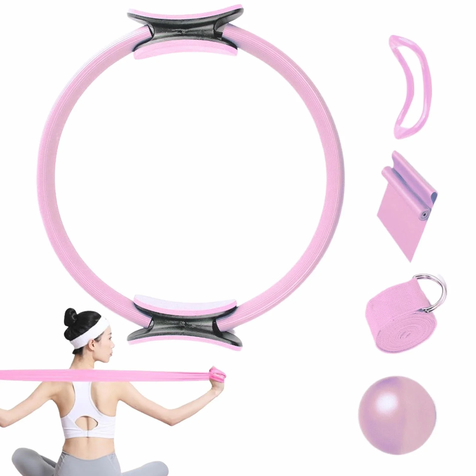 Pilates Kit Pierścień i Zestaw Piłek 5w1 Akcesoria Gimnastyczne do Rozciągania