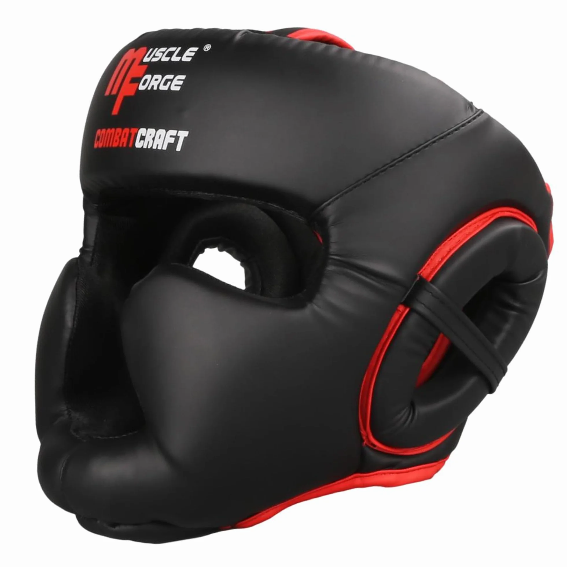 Kask Bokserski CombatCraft rozmiar L – wzmocnione strefy czoła i szczęki, panoramiczne 180° pole widzenia, 4-warstwowa pianka EVA, system wentylacji, szeroki rzep 8 cm