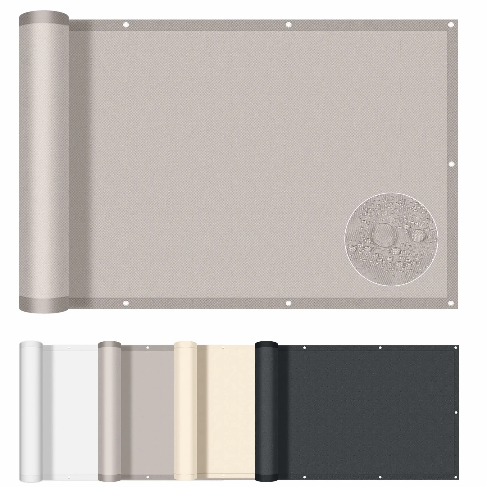 AXT SHADE Osłona Balkonowa 100x600cm Ochrona przed Wiatrem Nieprzejrzysta osłona Balkonu Ochrona przed Wiatrem i Promieniowaniem UV z oczkami i opaskami Kablowymi-Taupe