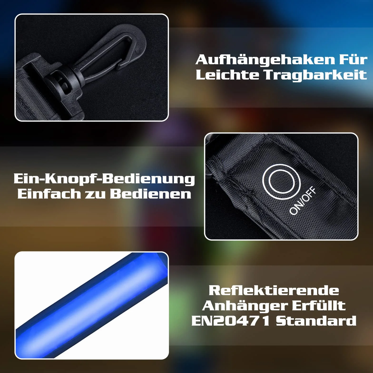 GOMETY 6 sztuk odblaskowych zawieszek LED 3 tryby dla dzieci do plecaka