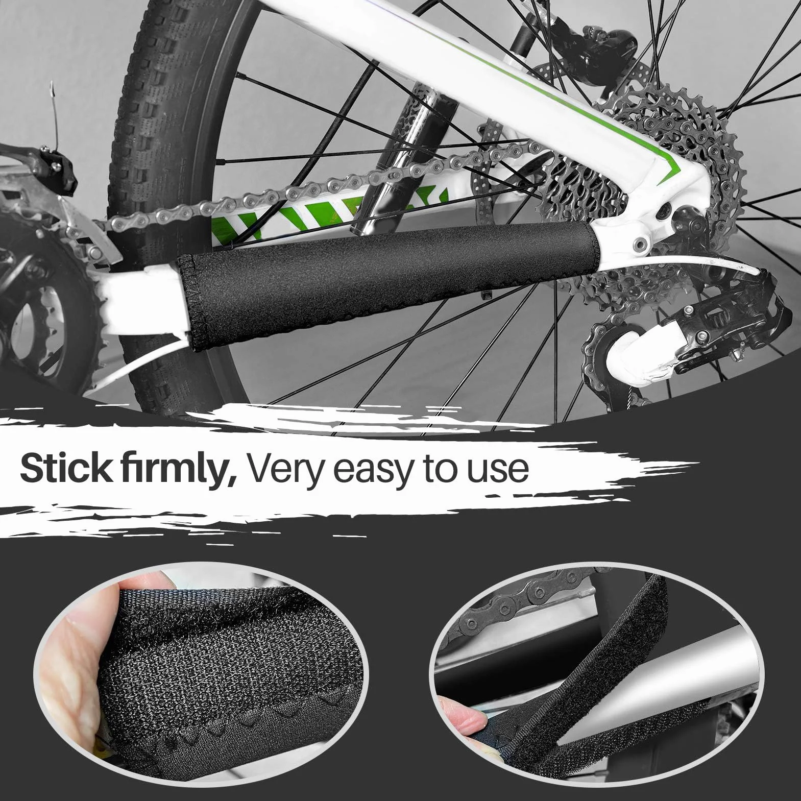 VABNEER 1 para łańcuchów rowerowych ochrona łańcucha ochronnego neoprenu łańcuchy rowerowe ochrona ramy osłona podpór łańcucha neoprenowa czarna