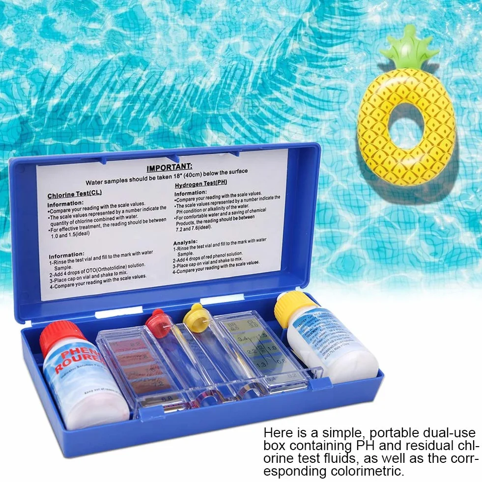 Zestaw do Badania Jakości PH Tester Basenu Pudełko Testowe do Testowania Chloru PH do Basenów Spa z Gorącymi źródłami
