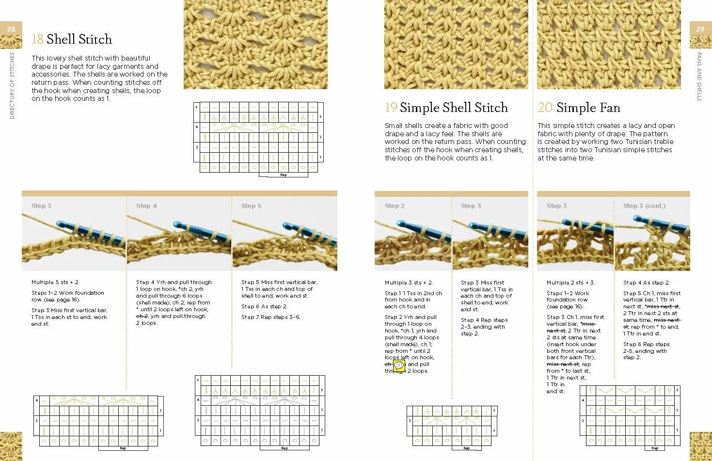 Tunisian Crochet Stitch Dictionary: 150 Essential Stitches with Actual-Size Swatches, Charts, and Step-by-Step Photos