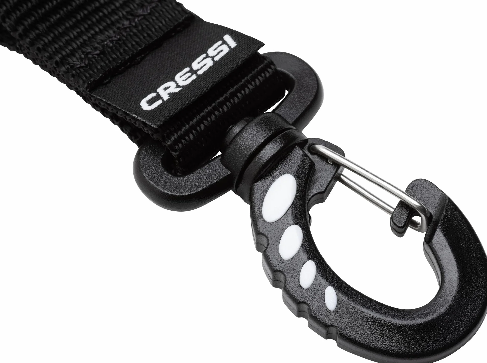 Cressi Lanyard elastyczny kabel spiralny do nurkowania czarny przezroczysty 2 karabińczyki