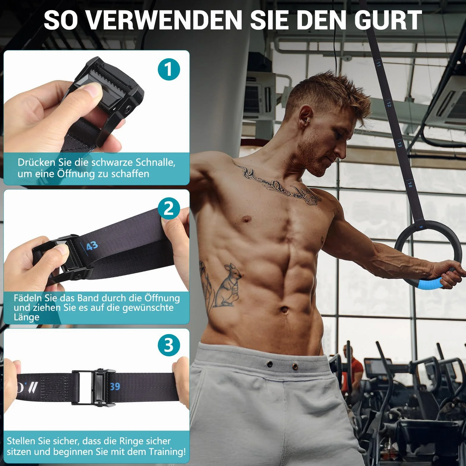 MOCOBO Pierścienie gimnastyczne z tworzywa ABS, do użytku wewnątrz i na zewnątrz, antypoślizgowe, do podciągania, pierścienie treningowe, pierścienie do gimnastyki na siłownię, do domu, fitnessu