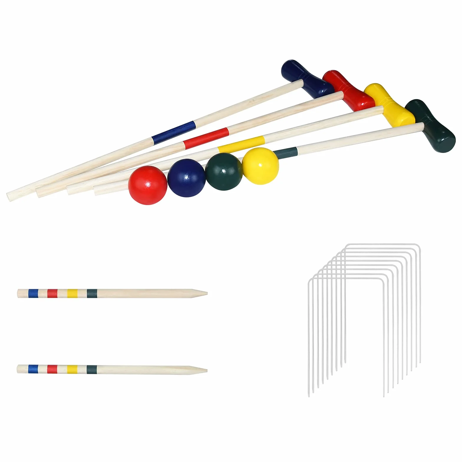 Aufun Croquet Set do gry w krokieta Outdoor Croquet Game 4 gracze, dla dzieci i dorosłych