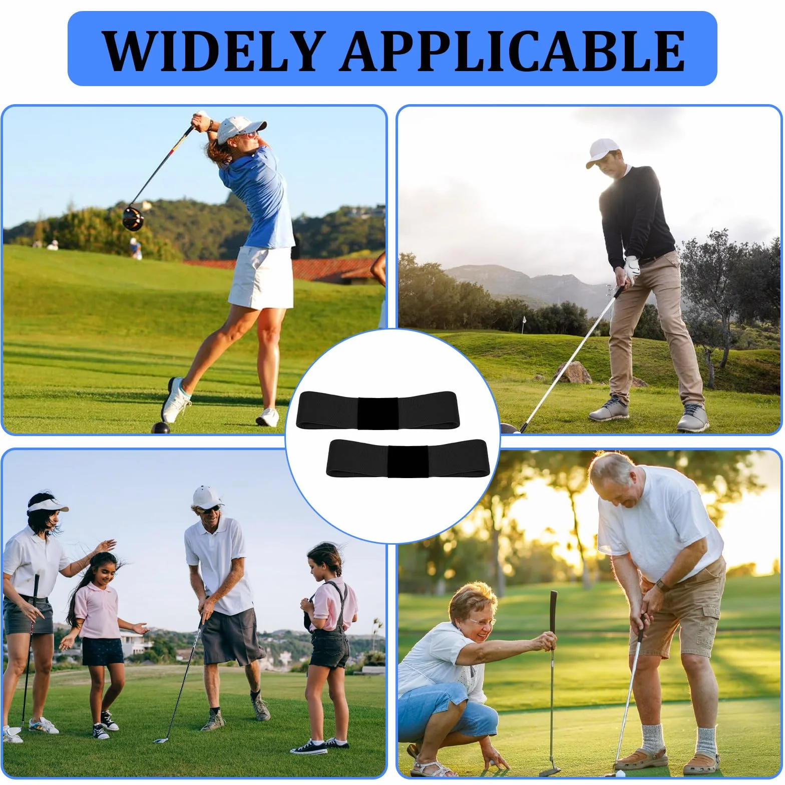 2-częściowy trener zamachu golfowego, opaska na nadgarstek korygująca zamach, pomoc w treningu zamachu golfowego, elastyczny pas korygujący ruch ramion golfisty dla początkujących