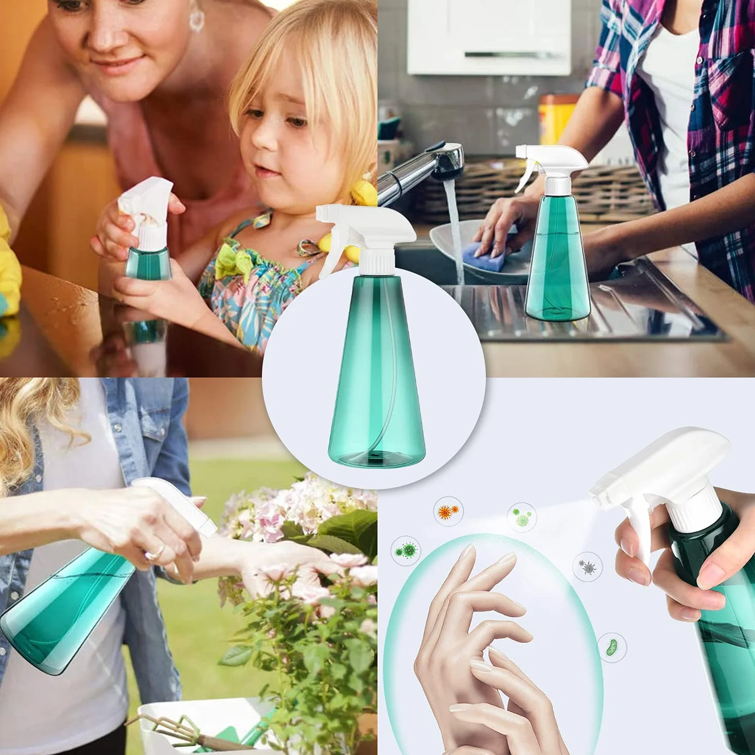 Butelka z rozpylaczem 500 ml, plastikowy rozpylacz wielokrotnego użytku, 3 tryby pracy (delikatna mgiełka, strumień i wyłączanie), pusta butelka z rozpylaczem, rozpylacz do roślin, butelka z