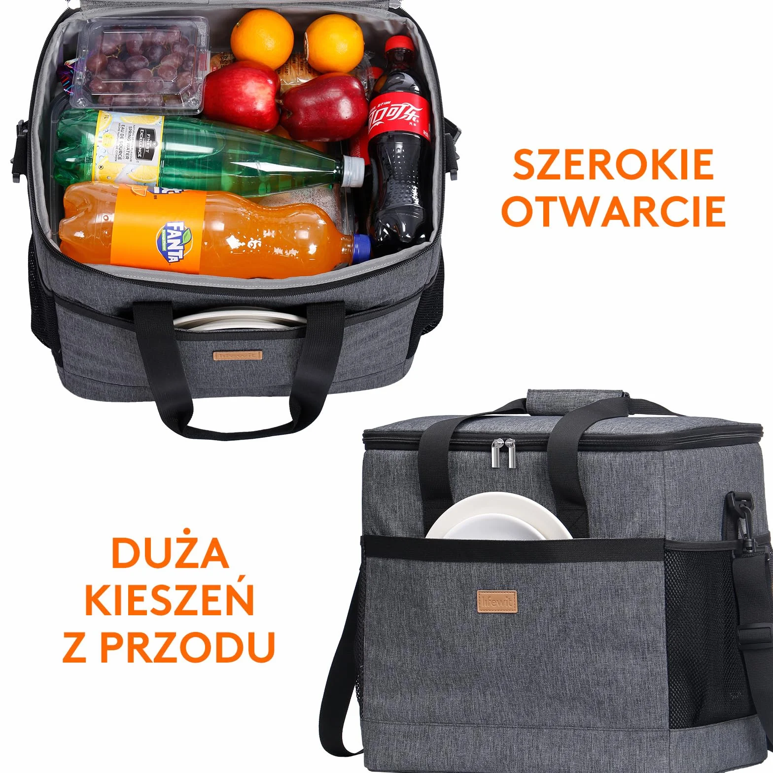 Lifewit Torba Termiczna Na Lunch, Torba Lunchowa Izolowana, Cooler Bag Składana i Izolowana Duża, Lunch Bag Dla Kobiet i Mężczyzn Praca Podróż Piknik