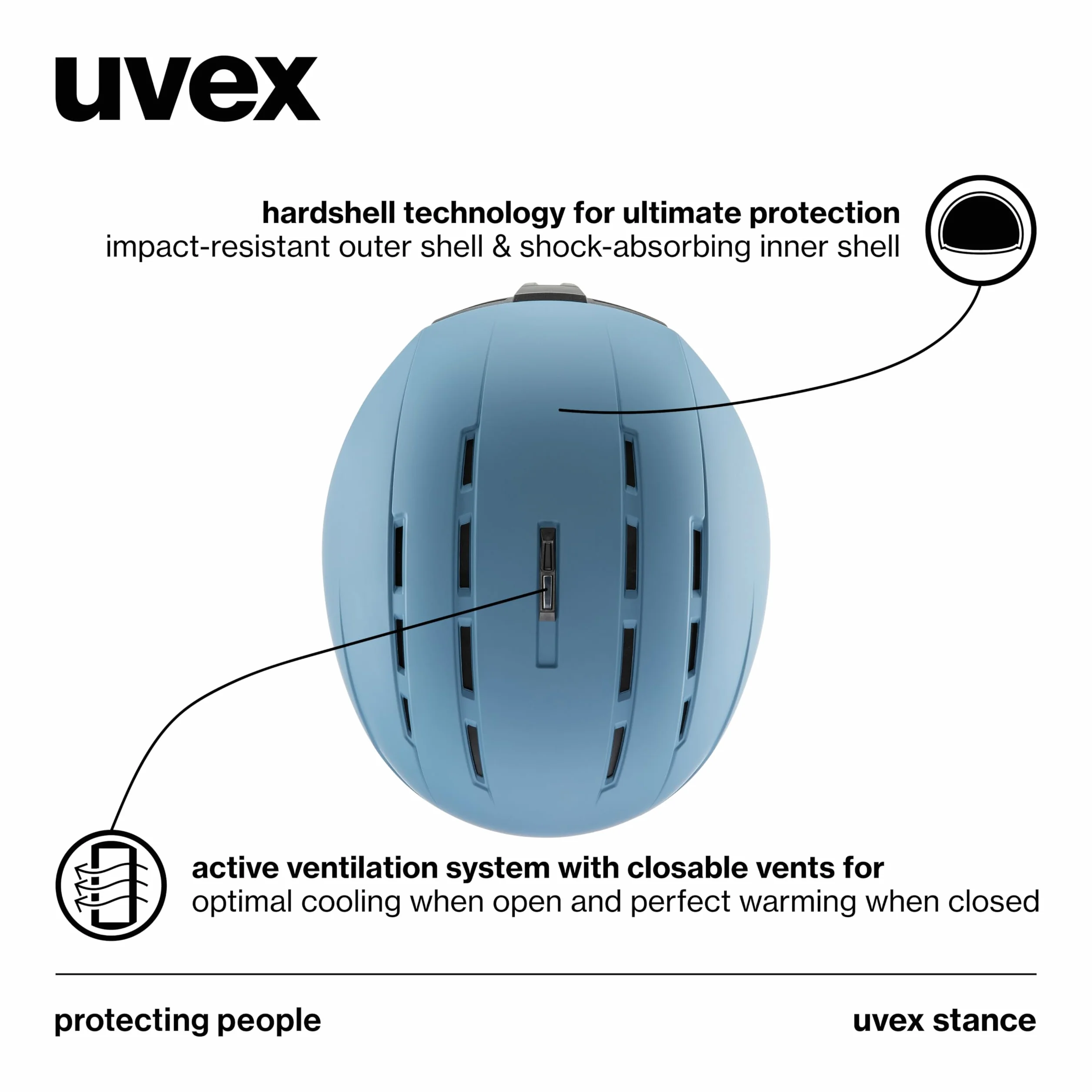 uvex stance, Kask narciarski unisex-dorosły, stone blue matt, 54-58 cm