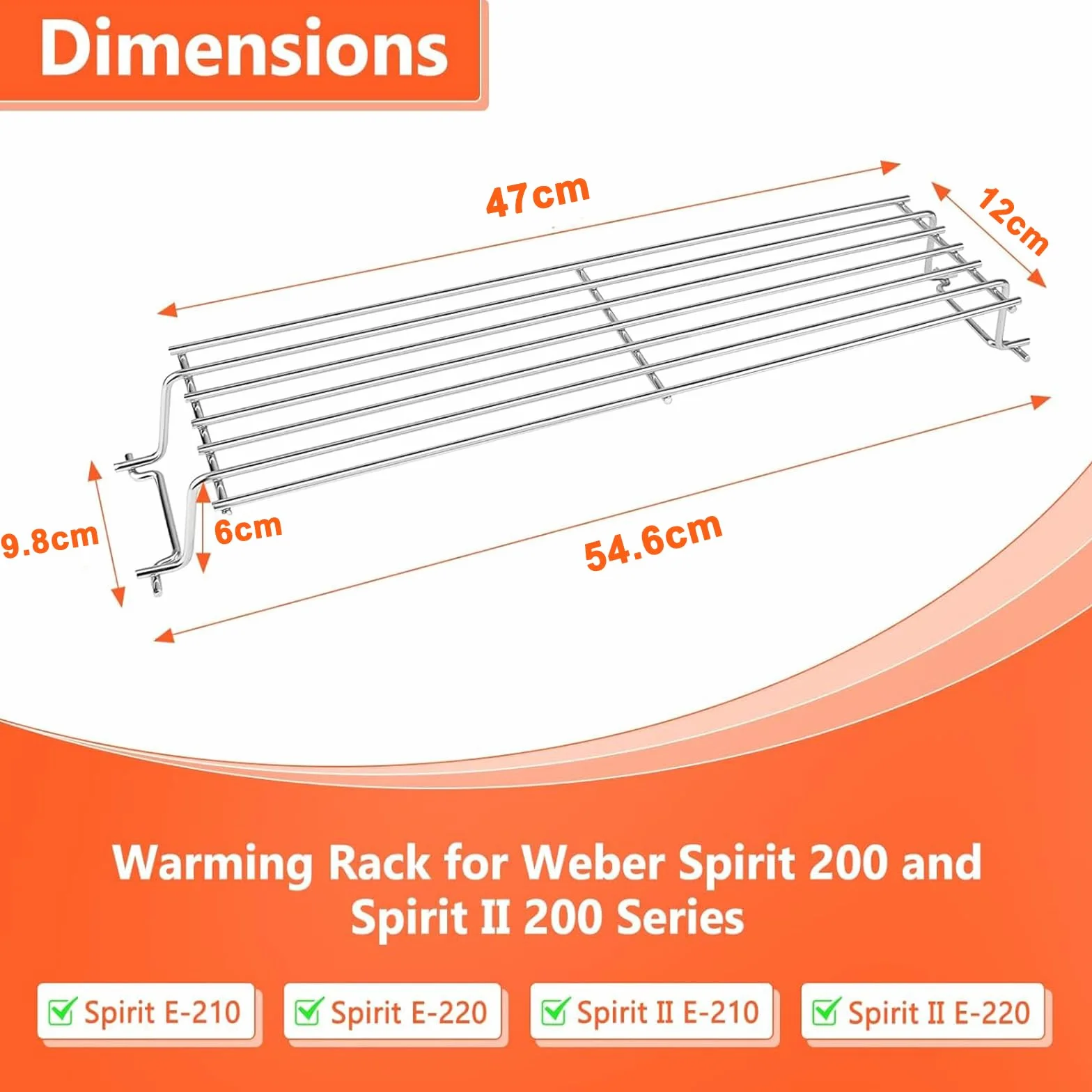 GFTIME 47CM 69866 kosz do podgrzewania potraw do Weber Spirit E210 E220 S210 S220 z uchwytami palnika przedniego