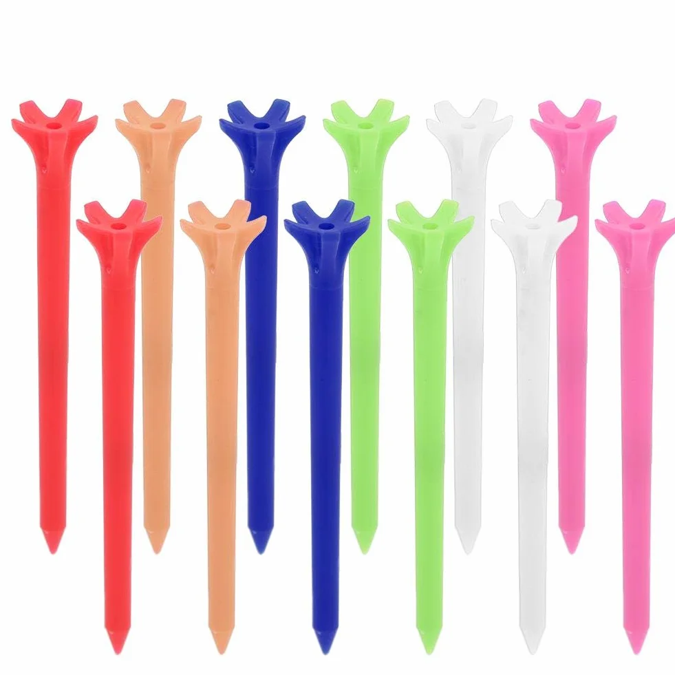 Keenso Kolory koszulki golfowe, 50 szt. 70 mm plastikowe koszulki golfowe trwałe koszulki golfowe z pięcioma pazurami Prong do treningu sportowego