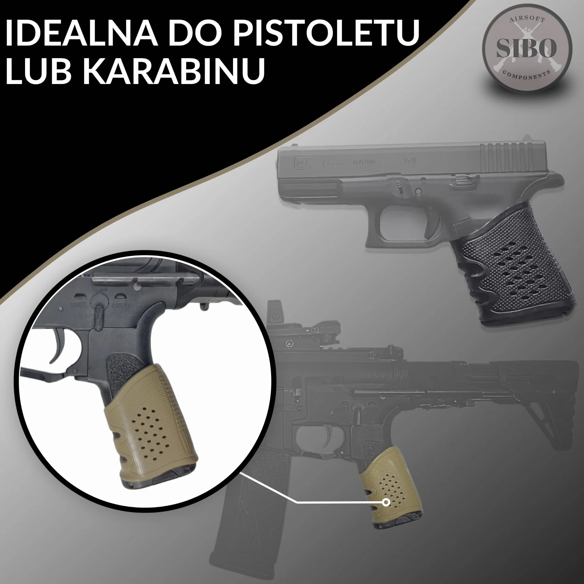 Gumowa Osłona Chwytu Airsoft Silikonowy Grip Antypoślizgowy do Pistoletu i Karabinu