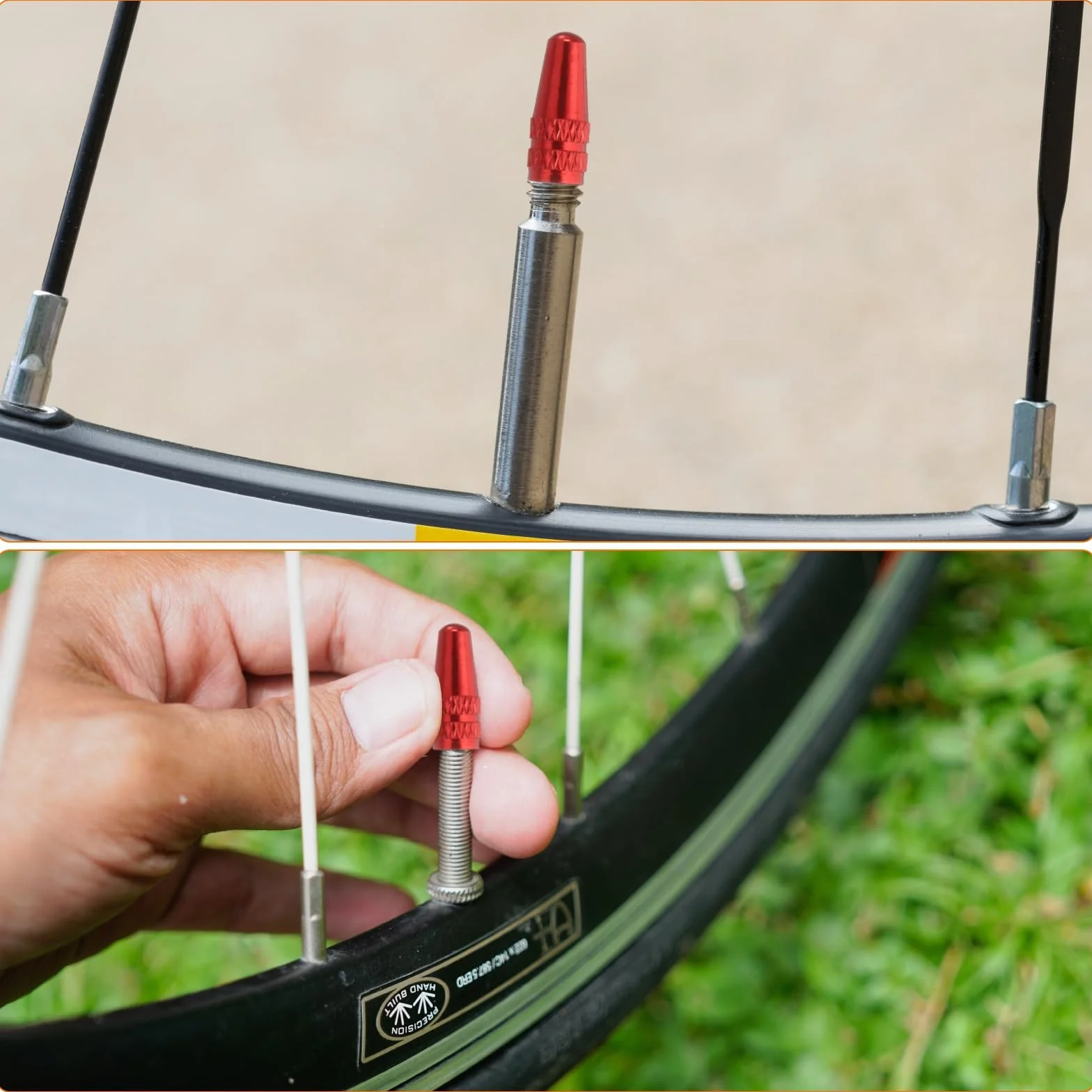 QUARKZMAN Nakrętki na wentyle rowerowe, z anodyzowanego aluminium, 10 sztuk, nakrętki na wentyle powietrzne, do rowerów wyścigowych MTB, czerwone