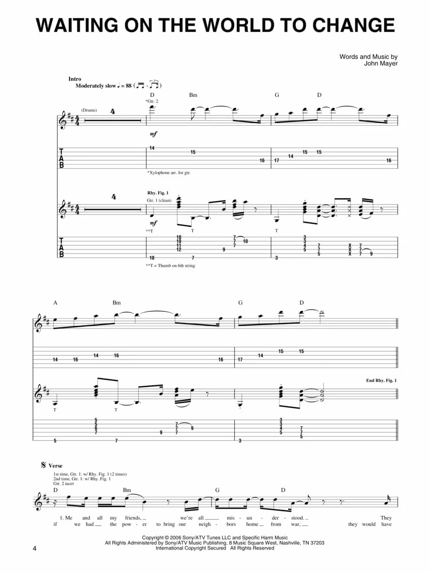 John mayer : continuum - play it like it is - guitar tab: Music by John Mayer