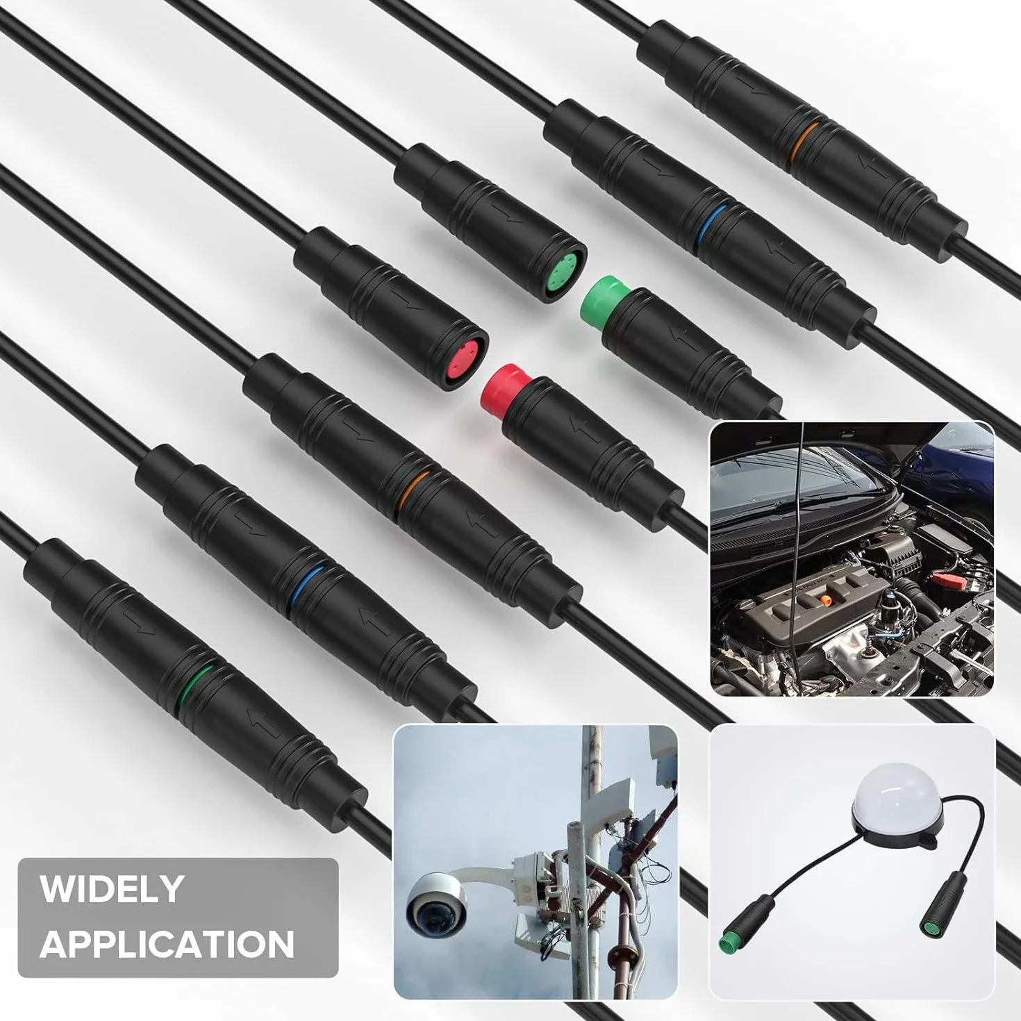 RUNCCI-YUN 2 SZT. Wodoodporne złącze przedłużające kabel Julet 2-pinowe do roweru elektrycznego, wtyczka męska i żeńska z przewodem, 2-pinowe złącze kabla do oświetlenia roweru elektrycznego, projekty