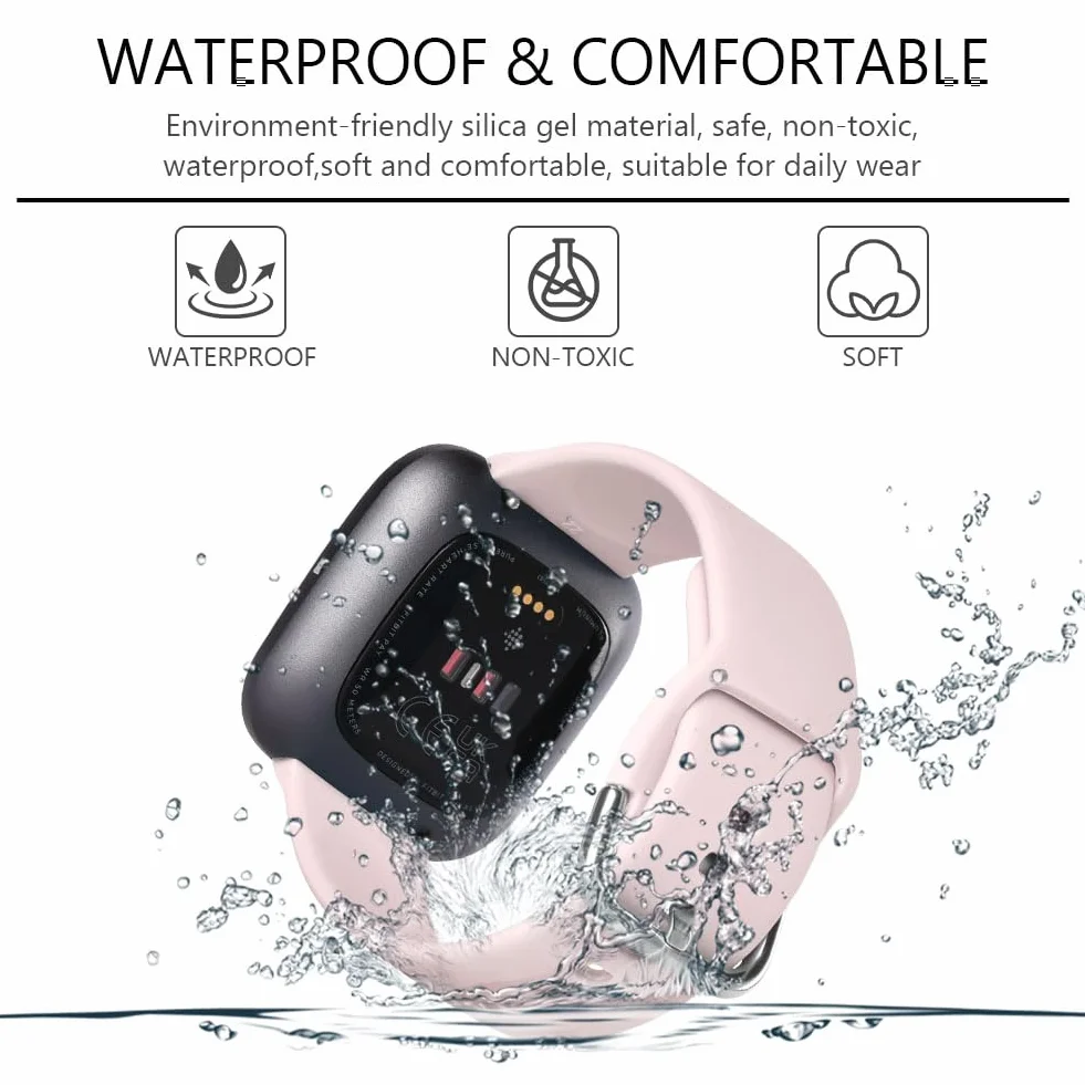 AXFEE Pasek do Fitbit: Versa 2/3/4/Sense/Versa Silikonowy, Sportowy, Zastępczy (Mały/Duży)