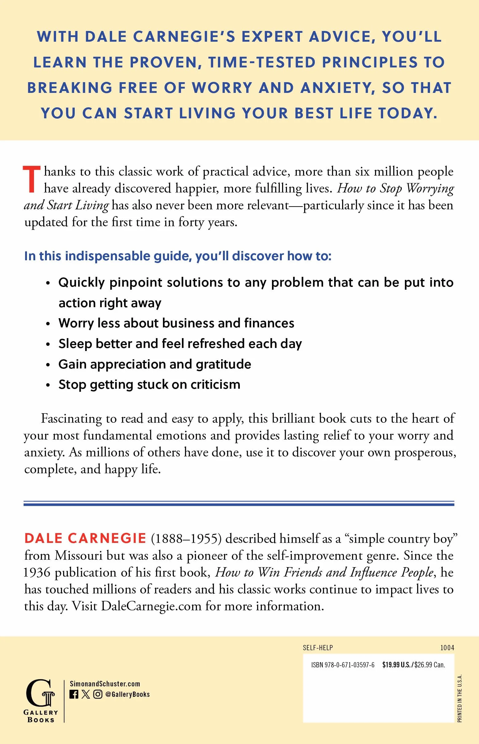 How to Stop Worrying and Start Living: Time-Tested Methods for Conquering Worry