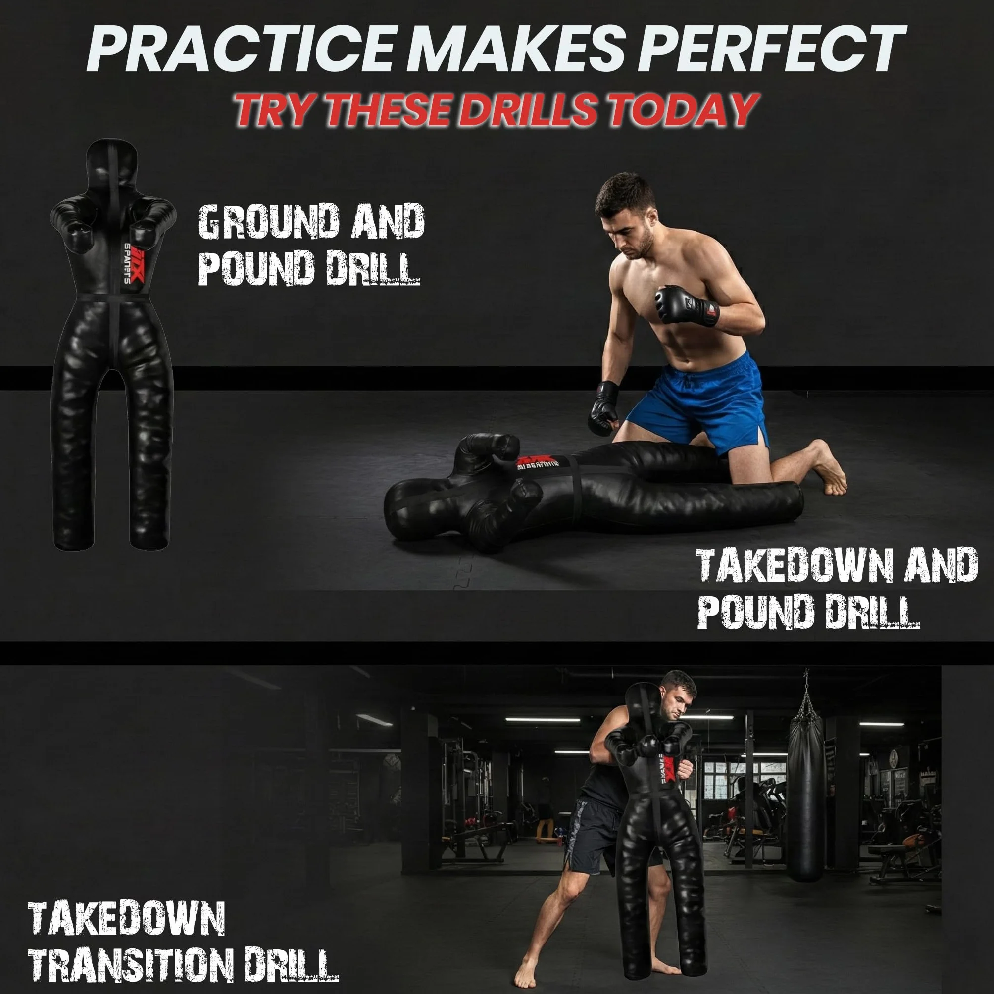 RTX MMA Judo Grappling Dummy Boxing Bag Brazylijski BJJ Jiu Jitsu Stanowisko Wrestling BJJ Dummy Martial Arts Boxing Box Training Dummies - Rexine - Unfilled