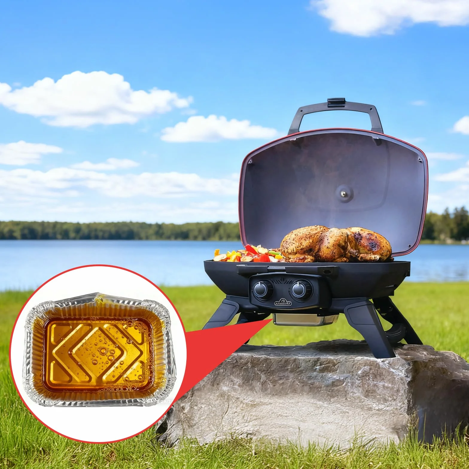 62006 Wkładki do miski ociekowej Napoleon TravelQ 285 Sreies Gas Grill TQ285X, TQ PRO285, TQ285-BL-1, TQ PRO285X, PRO285-BK, TQ285X-RD-1-A, TQ240-BL, TQ240, aluminiowe patelnie grillowe do akcesoriów