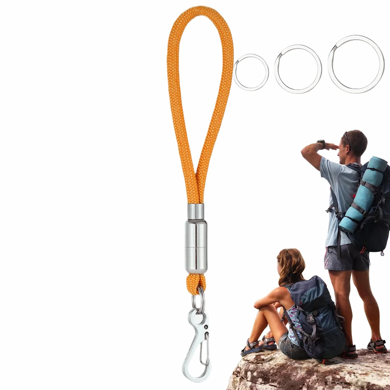 Paracord brelok z karabińczykiem 3 pierścienie na klucze