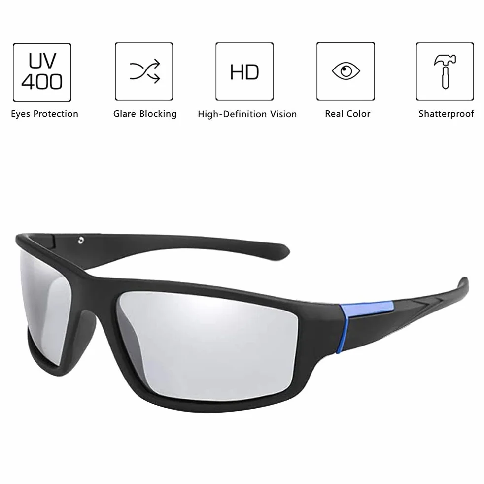 Fotochromowe okulary przeciwsłoneczne męskie UV400 sportowe rowerowe narciarskie