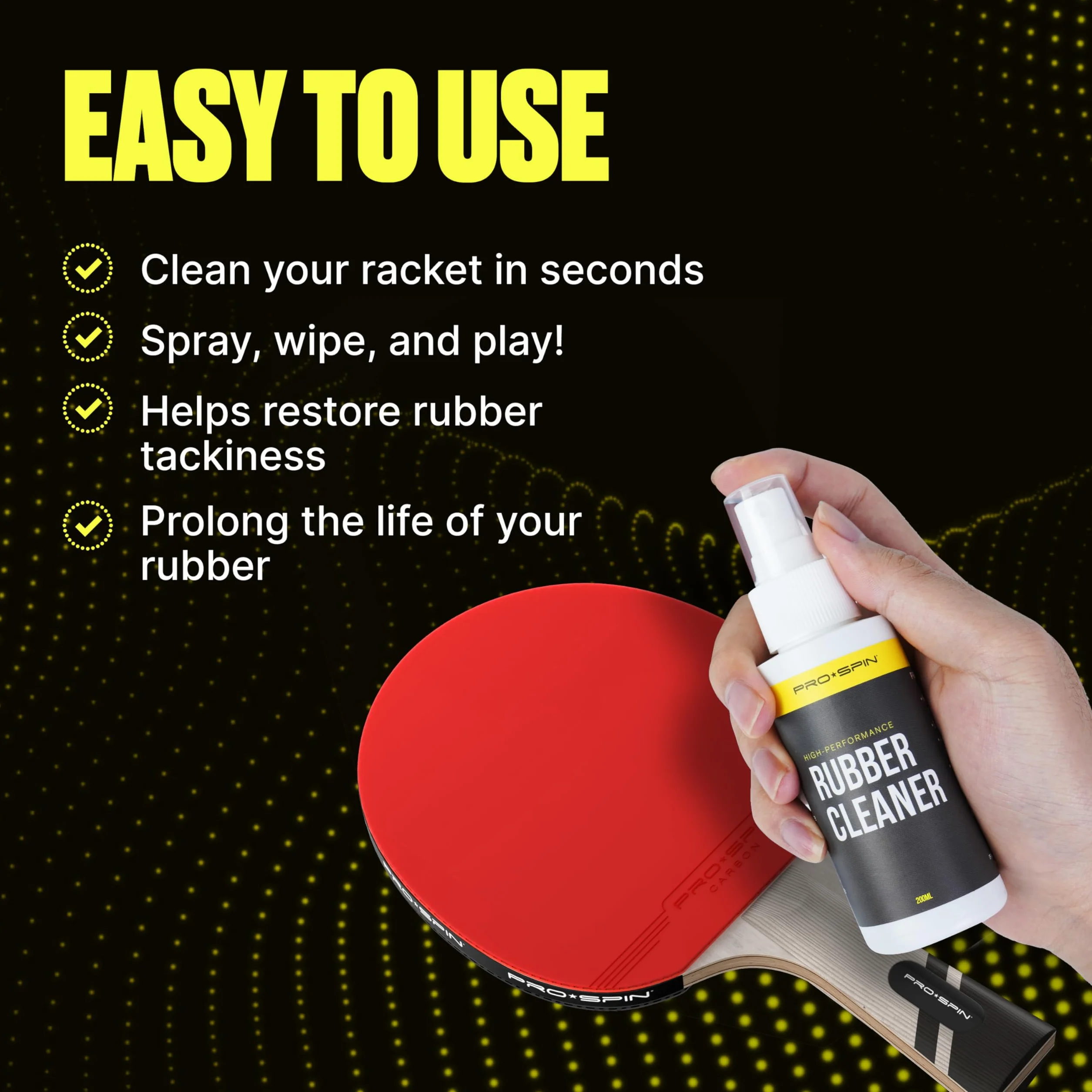 PRO SPIN Gumowy zestaw do czyszczenia tenisa stołowego 200 ml