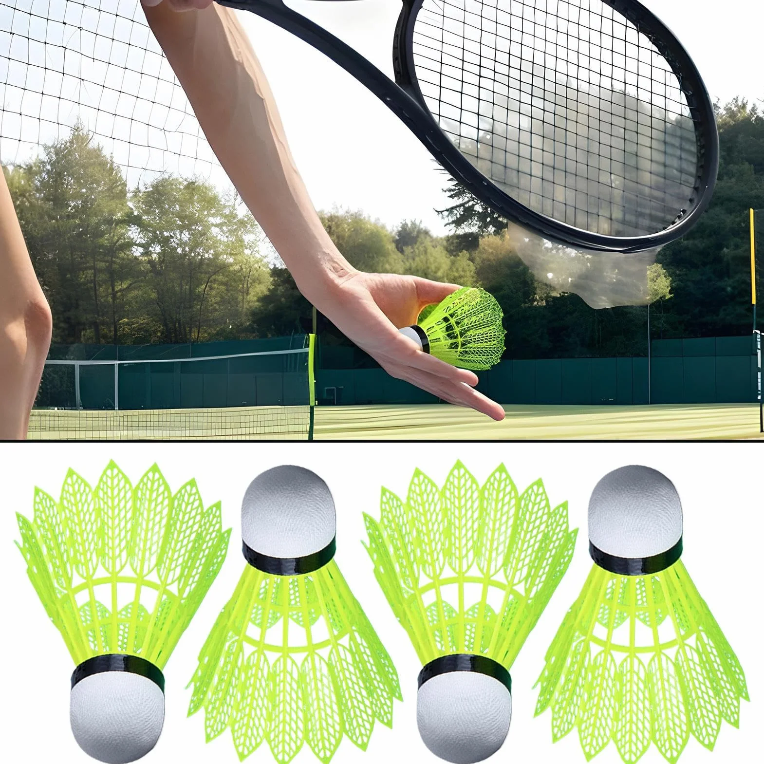 Badminton lotki - wiatroszczelne,Zestaw lotek LED,do plaży, parku, sali gimnastycznej, szkoły, turniejów, odporny na wiatr, gier rodzinnych,