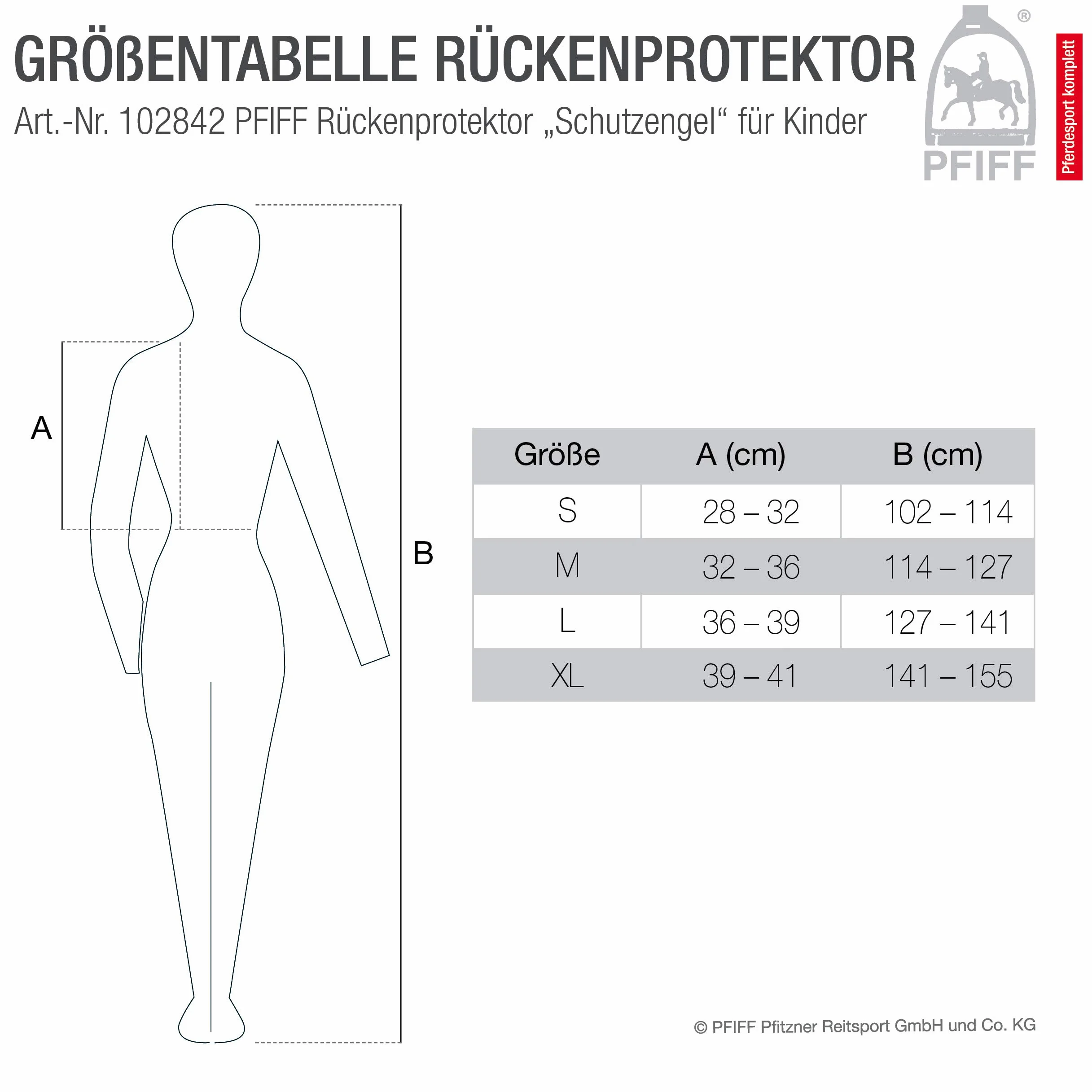 PFIFF 102842 "Anioł Stróż" ochraniacz na plecy dla dzieci, rozmiar XL, czarny/różowy