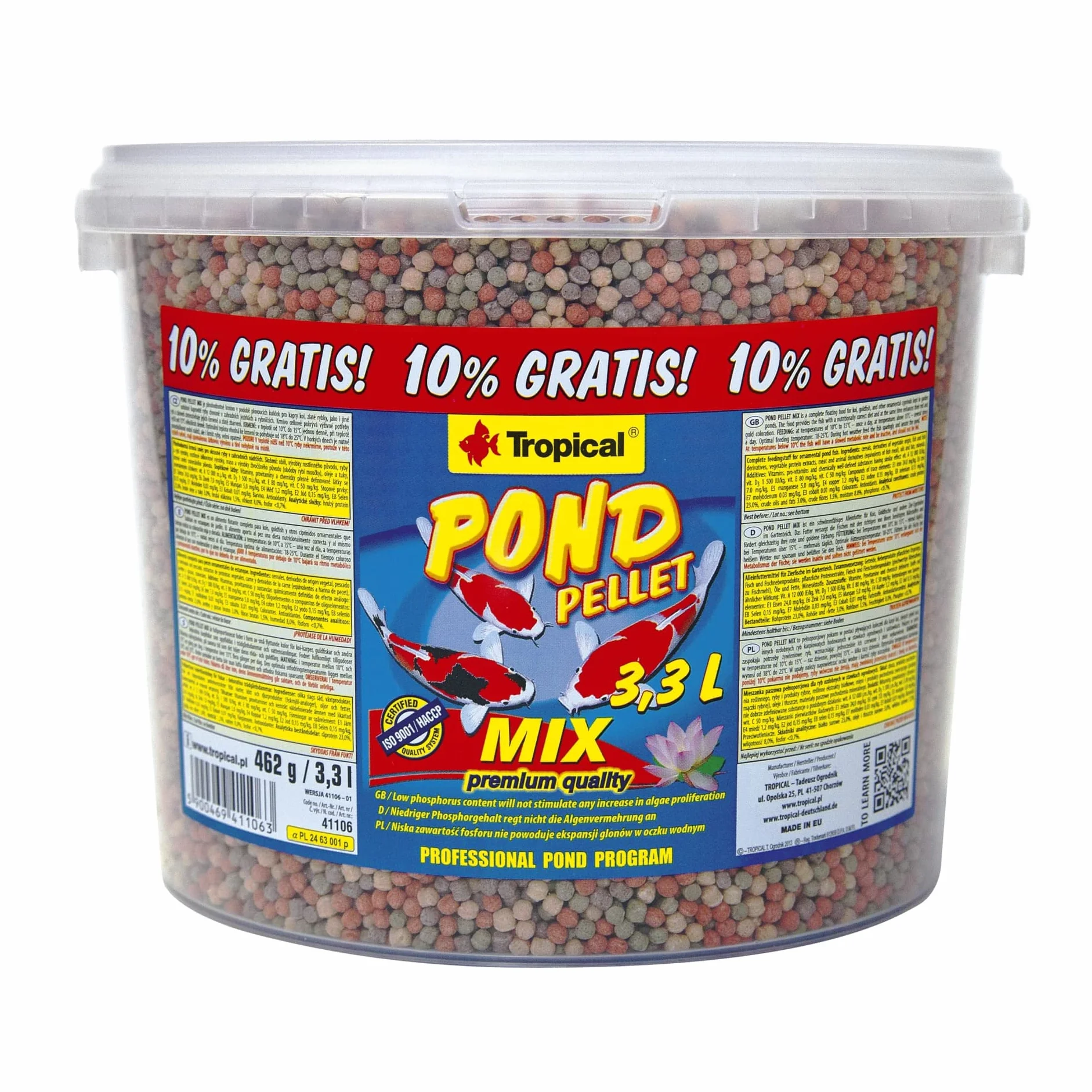 Tropical Pływający pokarm podstawowy dla ryb w oczku wodnym POND PELLET MIX 3,3L / 462g