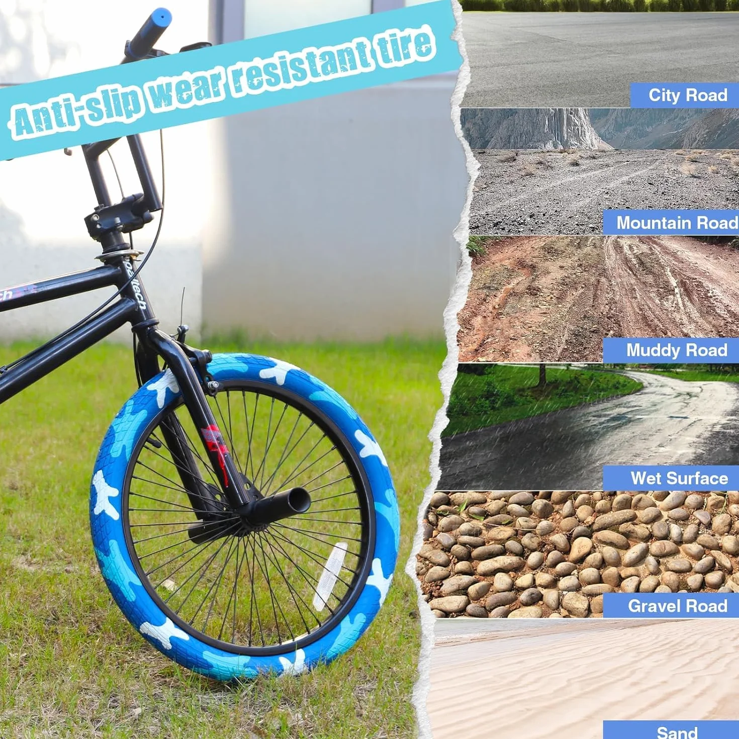 Opony rowerowe BMX 20 x 2,125 niebieskie 54-406 składane