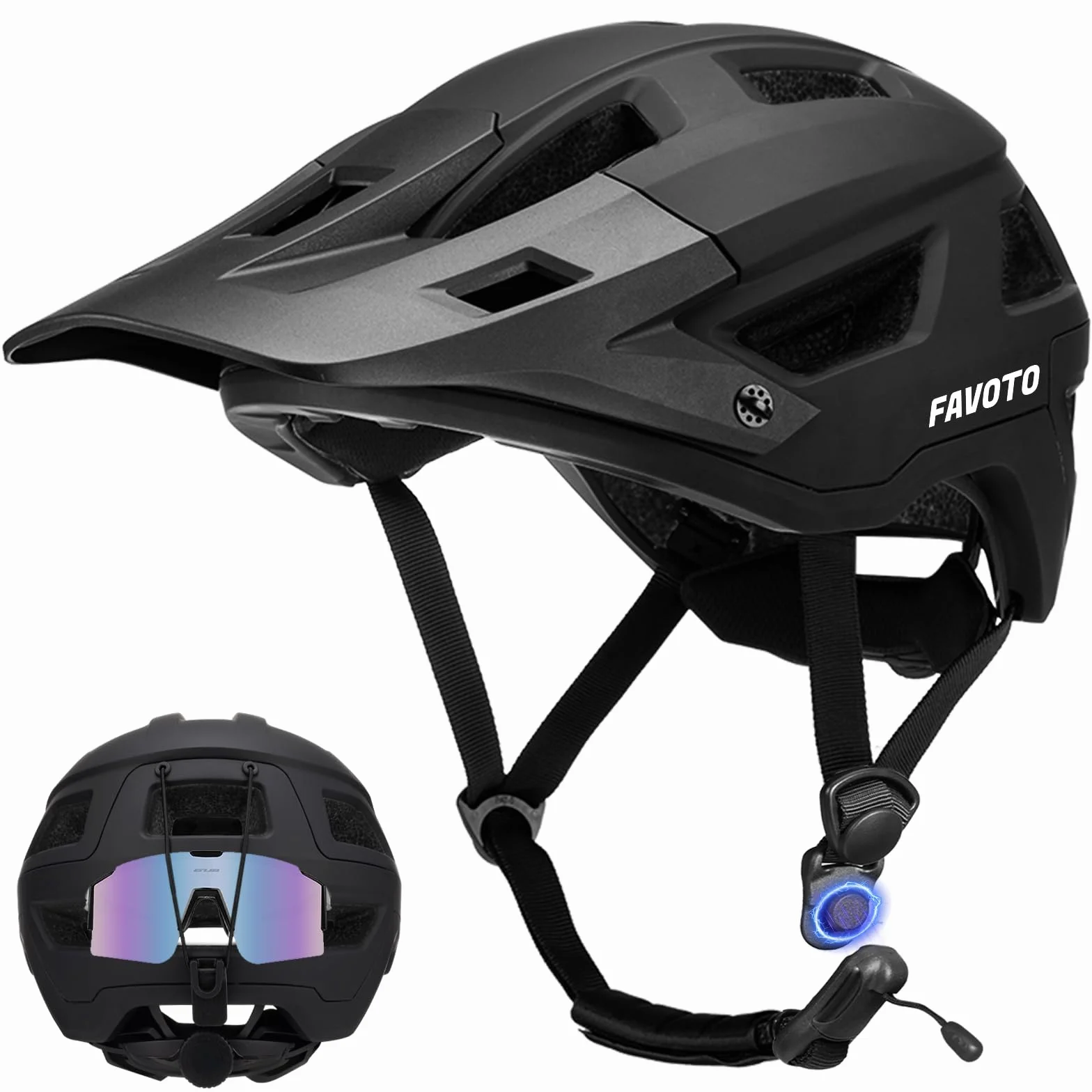 Favoto Kask rowerowy terenowy - technologia Double Inmould Lekki kask rowerowy MTB z wizjerem dla dorosłych z certyfikatem CE