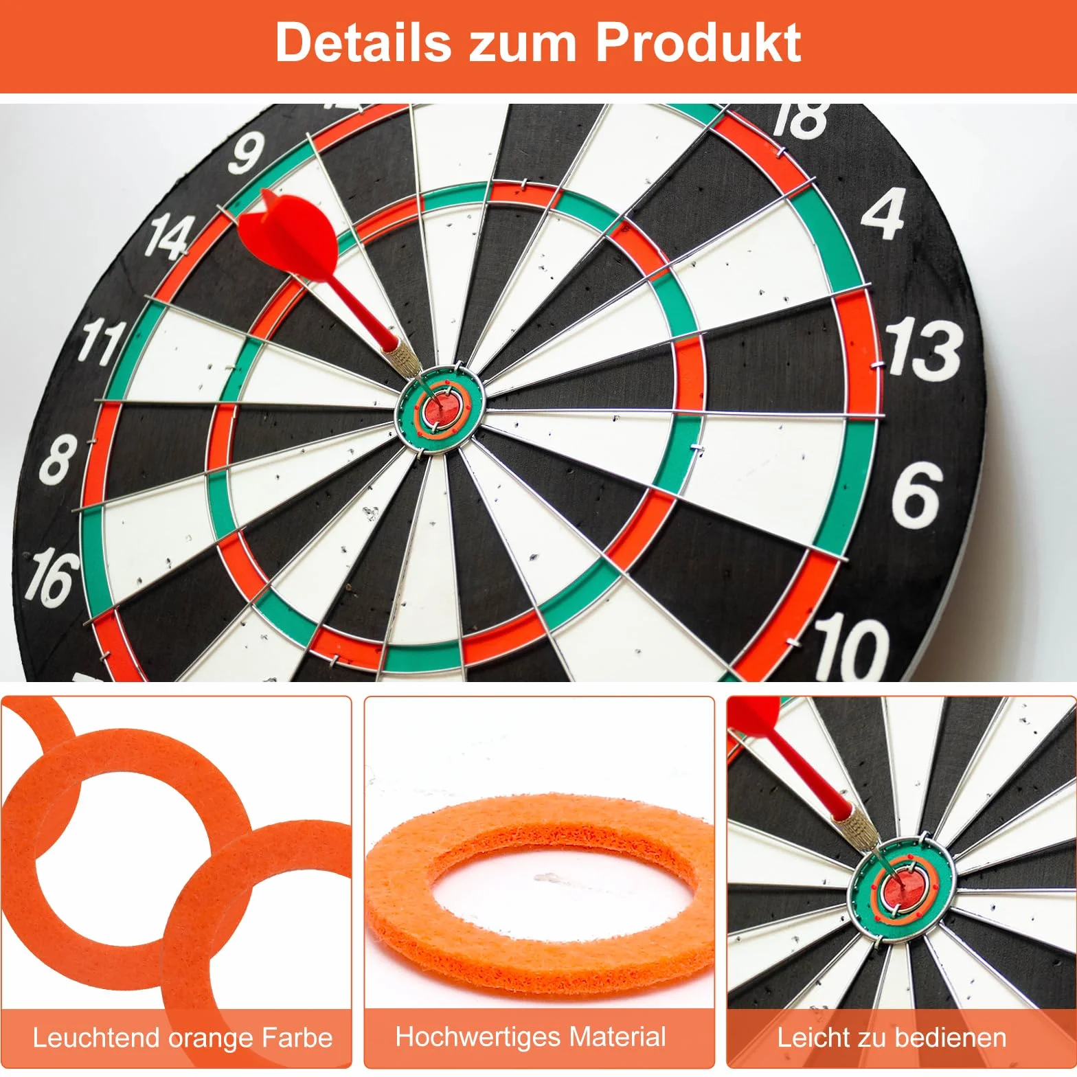APOMOONS 10 sztuk pierścieni treningowych do darta, pomarańczowe, 20 sztuk, pinezki do gry w darta, pierścień ochronny, pierścienie treningowe, akcesoria do rzutek, pierścień ochronny, stalowe piny