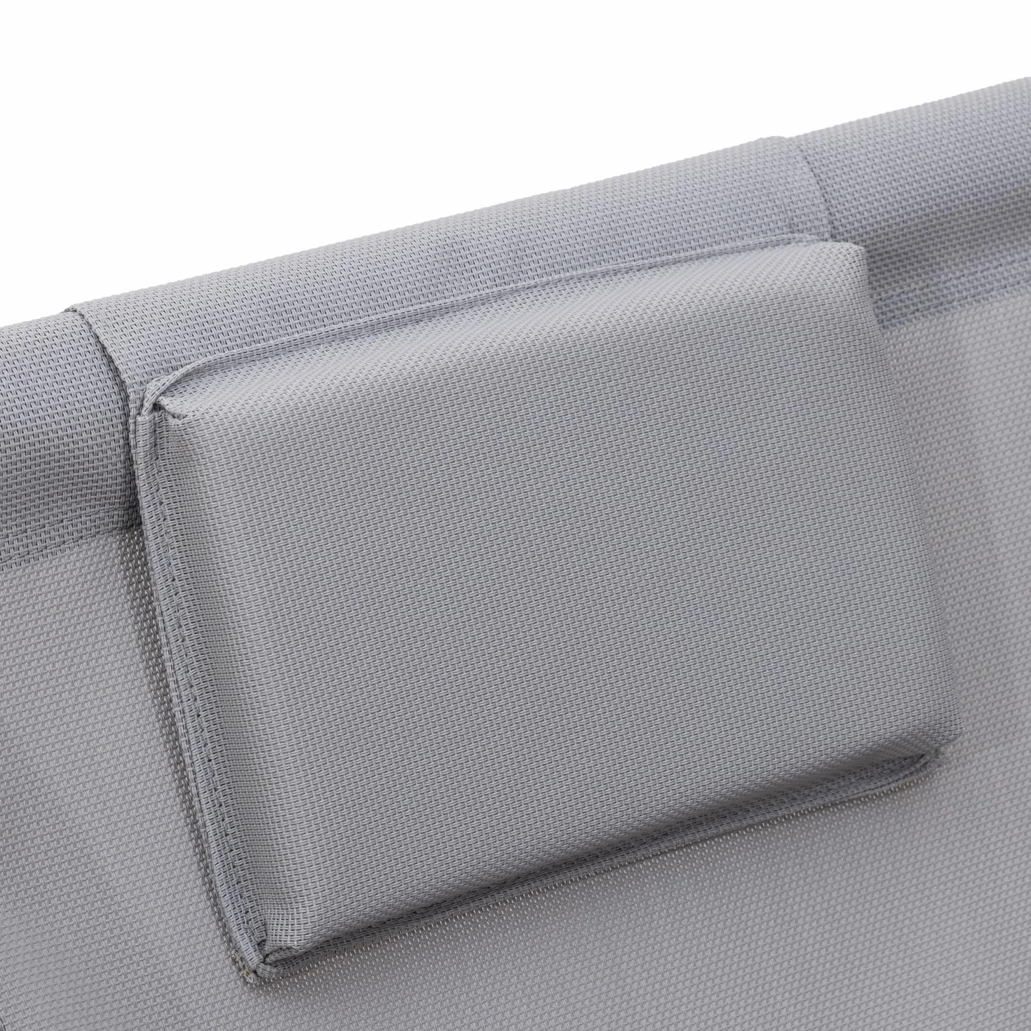 Zestaw 2 leżaków CYPRUS z szarego tekstylenu z antracytową aluminiową ramą - Leżaki z poduszką zagłówka - Idealne do ogrodu, na taras i patio