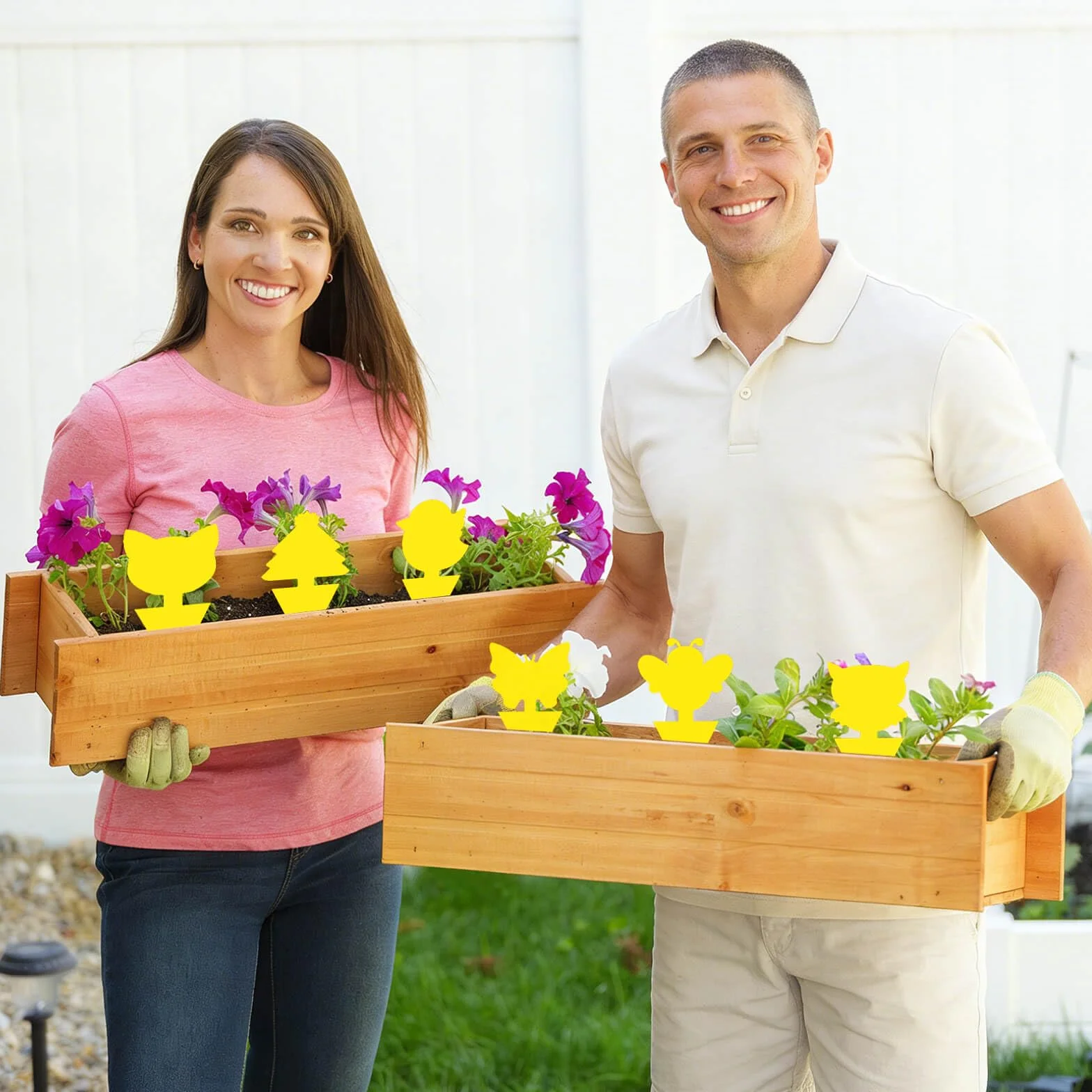 Blooven 60 szt. pułapek na owady, przeciw muszkom wewnętrznym, pułapki samozaciskowe, wodoodporne, ochrona roślin kwiatowych (Żółty 60 sztuk)