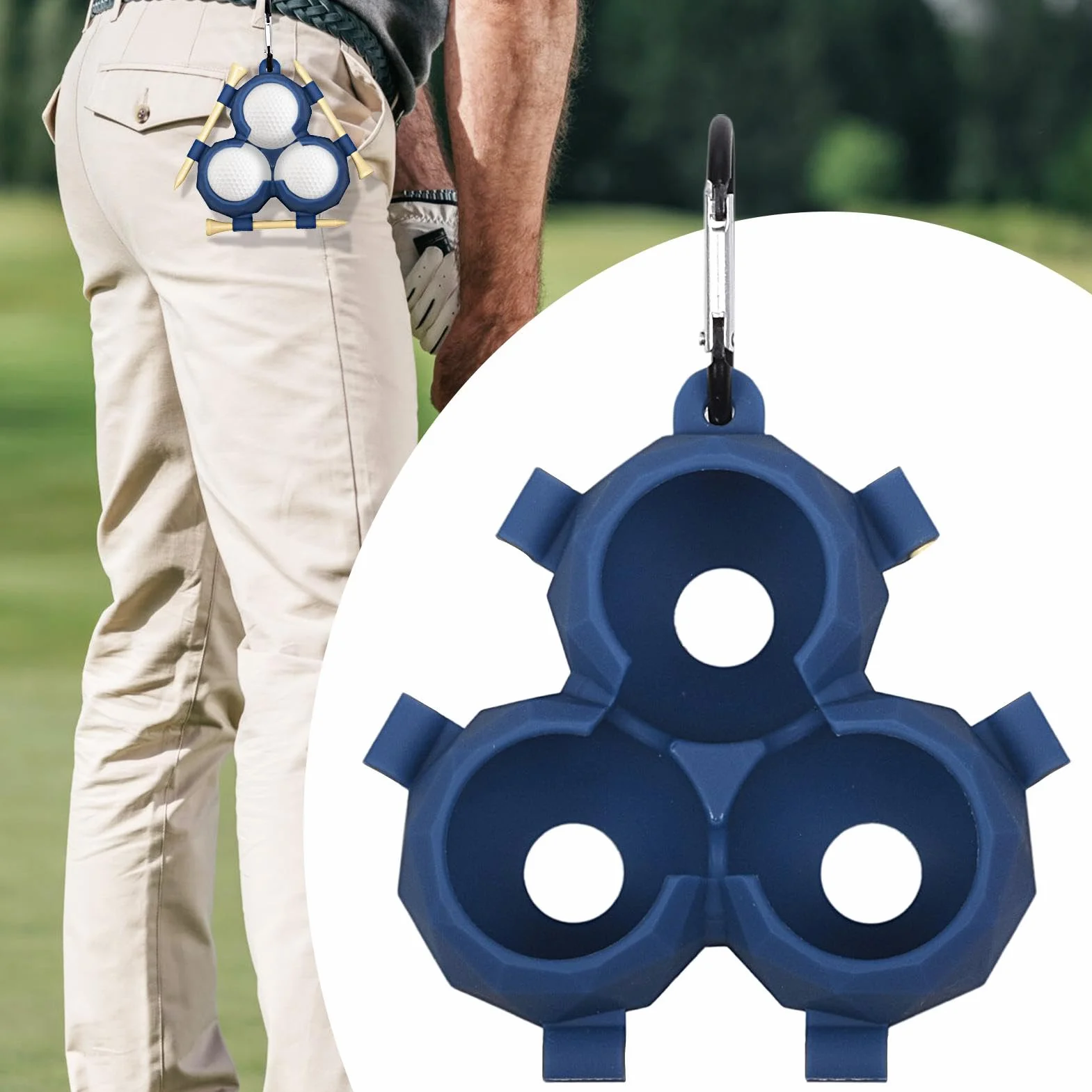 Etui na piłki golfowe, silikonowa osłona do przechowywania piłek golfowych, pomieści 3 piłki, przenośna torba do przenoszenia piłek golfowych, akcesoria golfowe dla golfistów i entuzjastów golfa