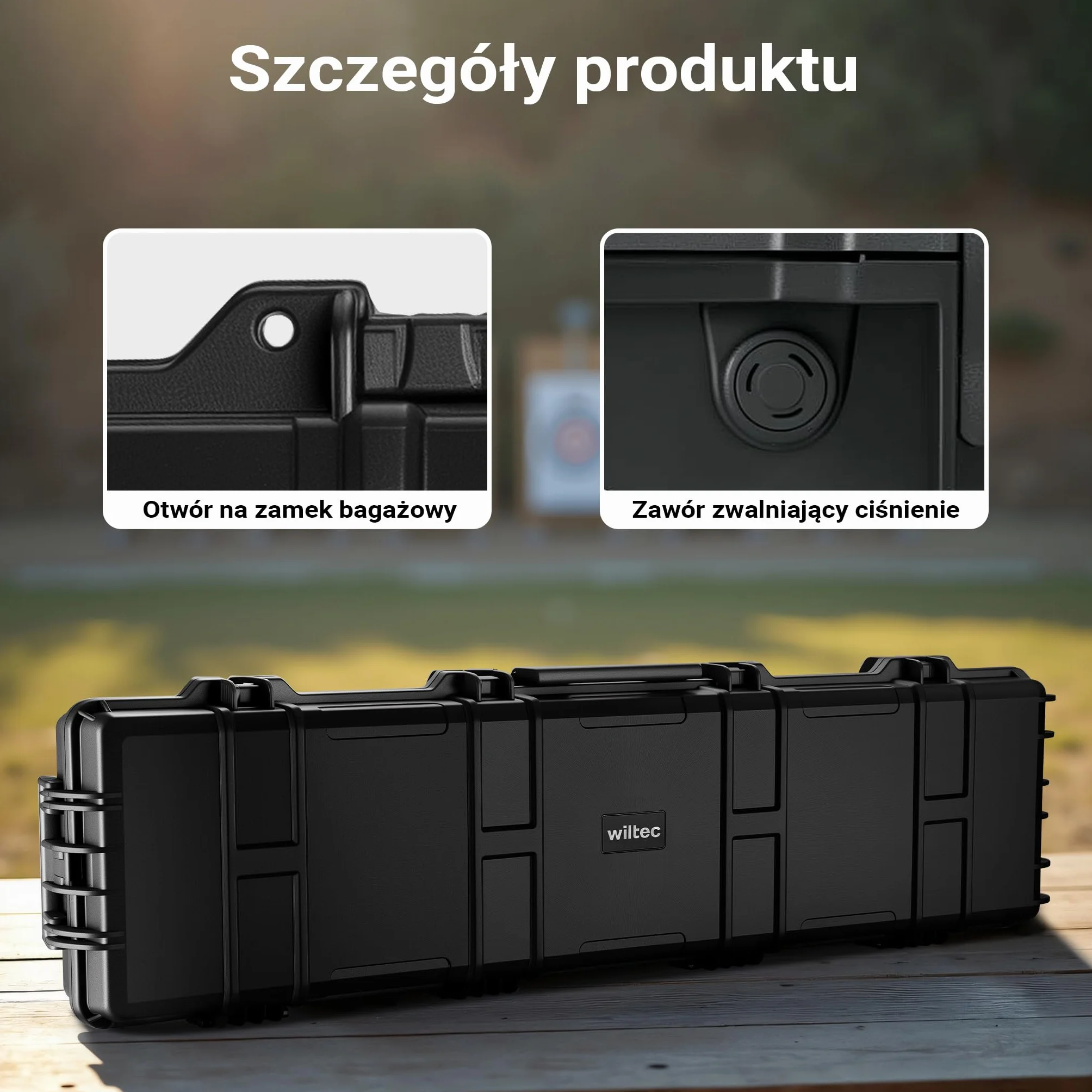 Wiltec Futerał na broń walizka z uchwytem i pianką do bezpiecznego transportu, o nośności 100 kg