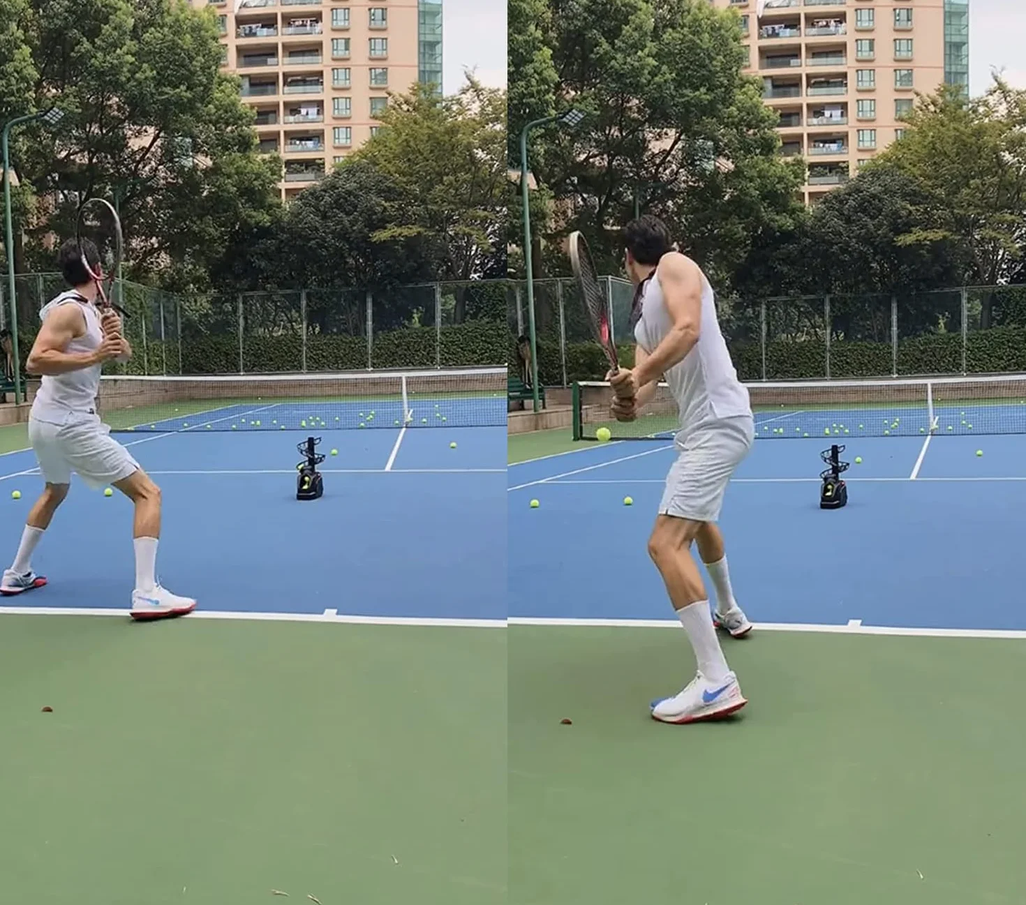 Automatyczny trener piłek tenisowych 10Balls, AC i bateria, do treningu dla początkujących