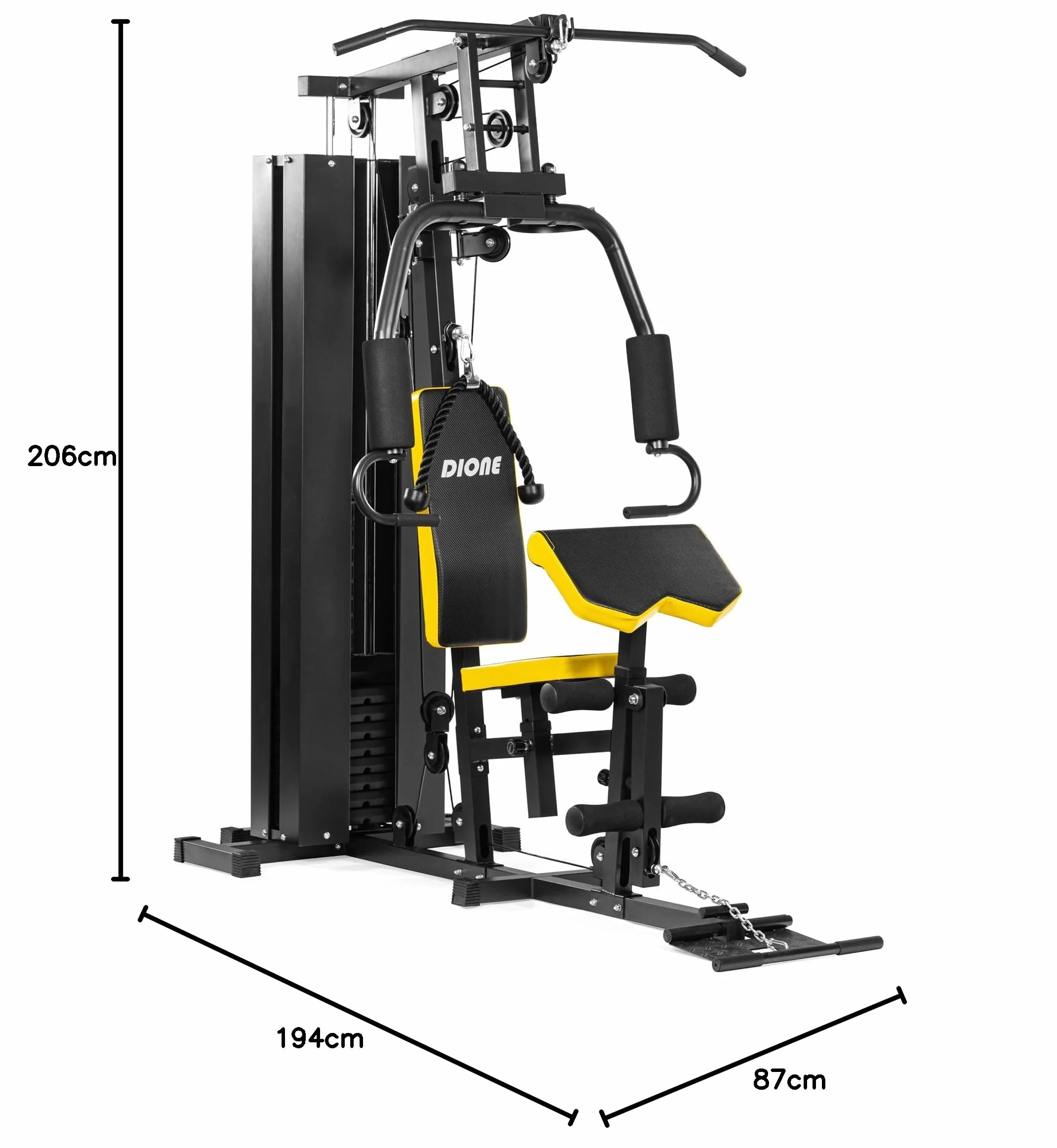 Dione HG3 - stacja fitness – Multi-Gym – stacja siłowa – z ciężarkiem 45 kg – możliwość rozszerzenia do 100 kg – Homegym