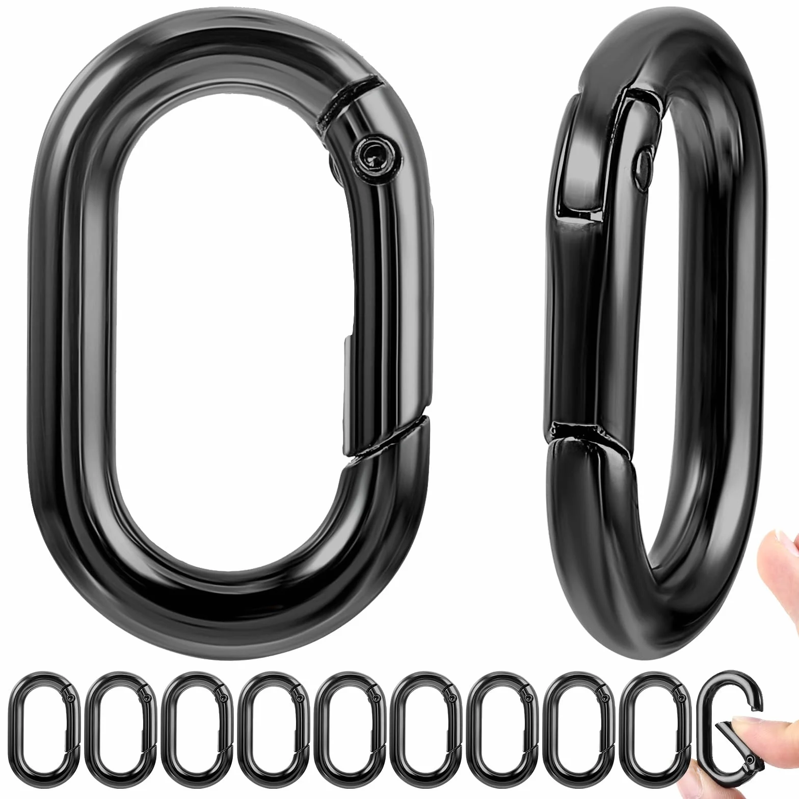 10 sztuk małych karabińczyków 1 cala, czarny karabińczyk do wspinaczki, pierścień o-ring, mały karabińczyk, czarny, nadaje się do breloczków do kluczy samochodowych i portmonetek, części zamiennych