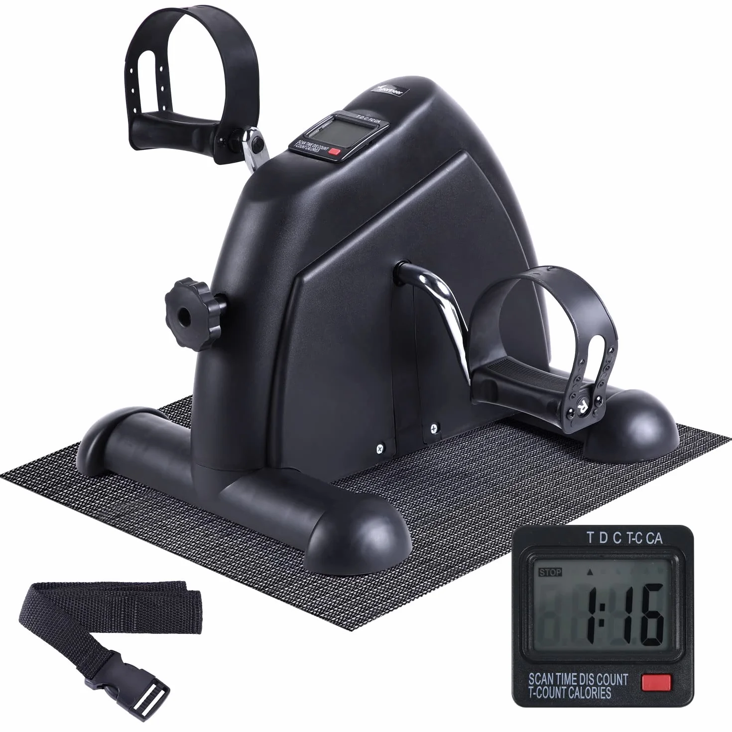 Mini rower treningowy Sportneer przenośny z cyfrowym monitorem i matą antypoślizgową regulowany opór