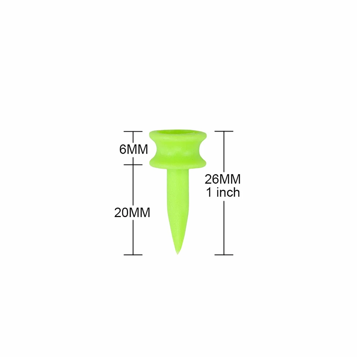 Koszulki golfowe plastikowe 25 mm 100 sztuk małe zielone koszulki golfowe 2,5 cm