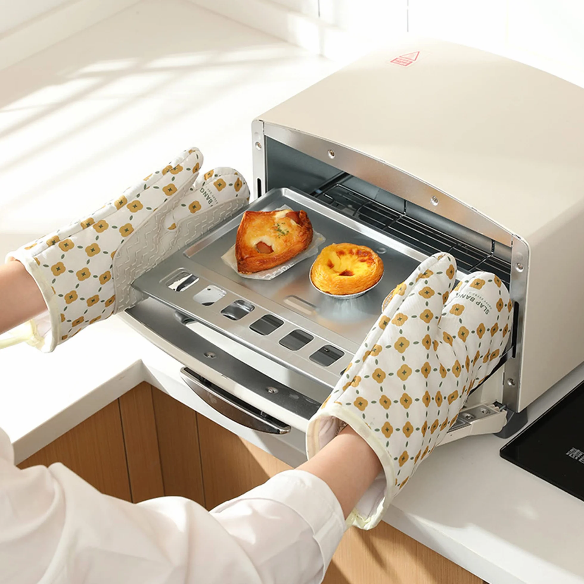 Rękawice kuchenne z silikonem, podwójne rękawice do piekarnika, odporne na ciepło, antypoślizgowy silikon, nowoczesna rękawica kuchenna i uchwyt do garnków, do domu, kuchni, gotowania, pieczenia