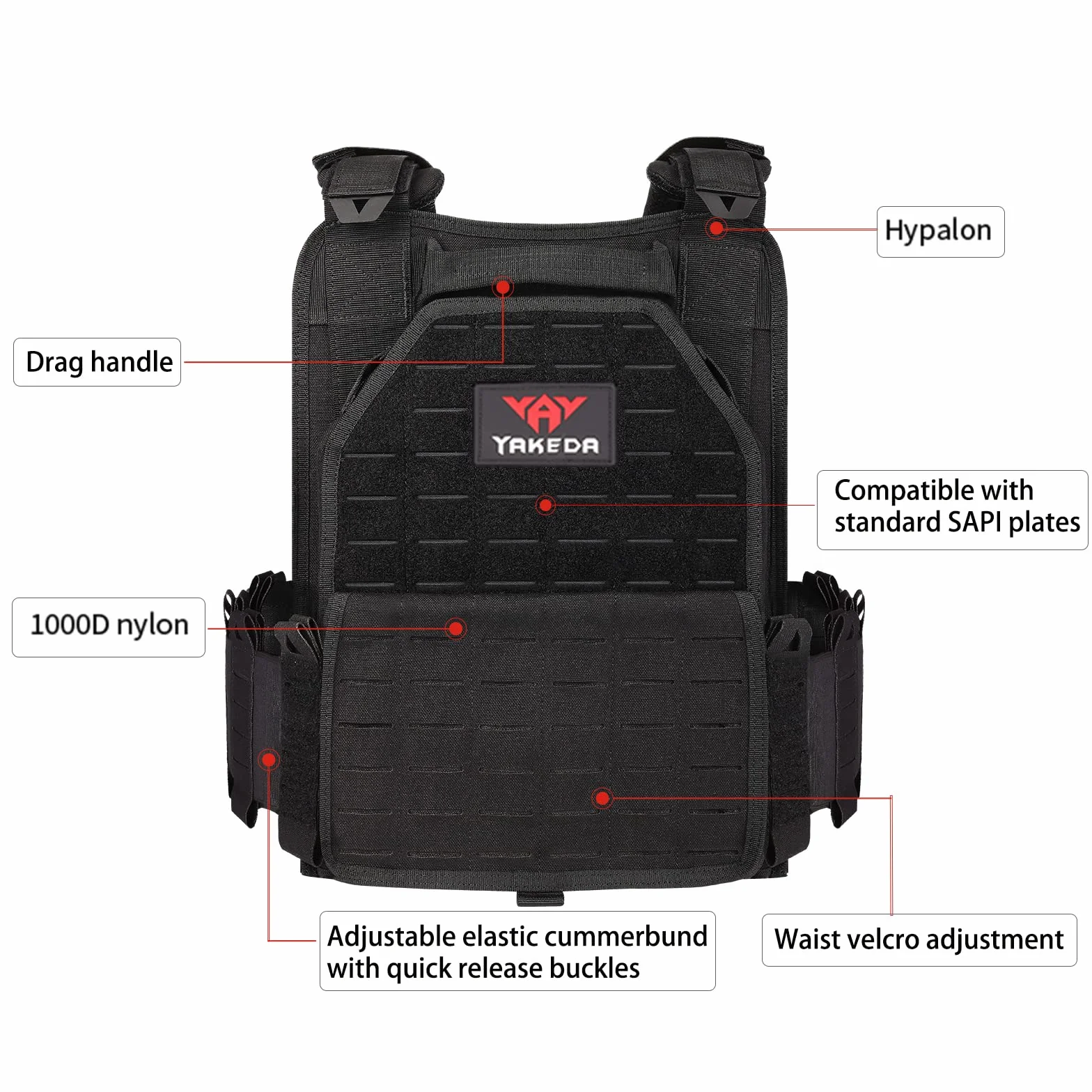vAv YAKEDA Kamizelka taktyczna dla mężczyzn, wojskowa, nylon 1000D, szybkie zapięcie, cięcie laserowe, modułowa kamizelka Multicam lekka kamizelka