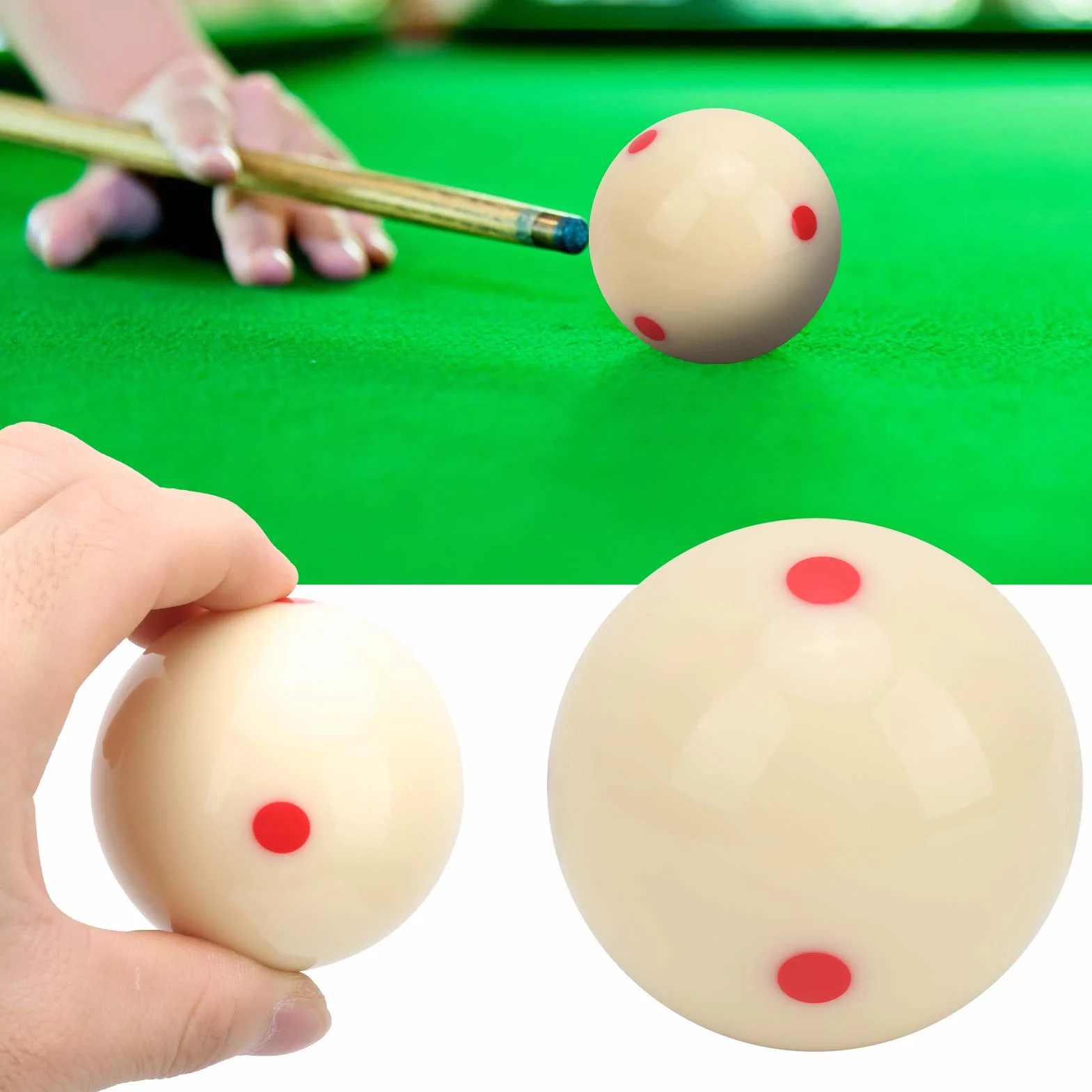 Keenso Piłki bilardowe 57,2 mm 2,3 cala Odporne na uderzenia kule z żywicy Twardość Dot-spot Cue Ball do treningu i zawodów (czerwona plama)